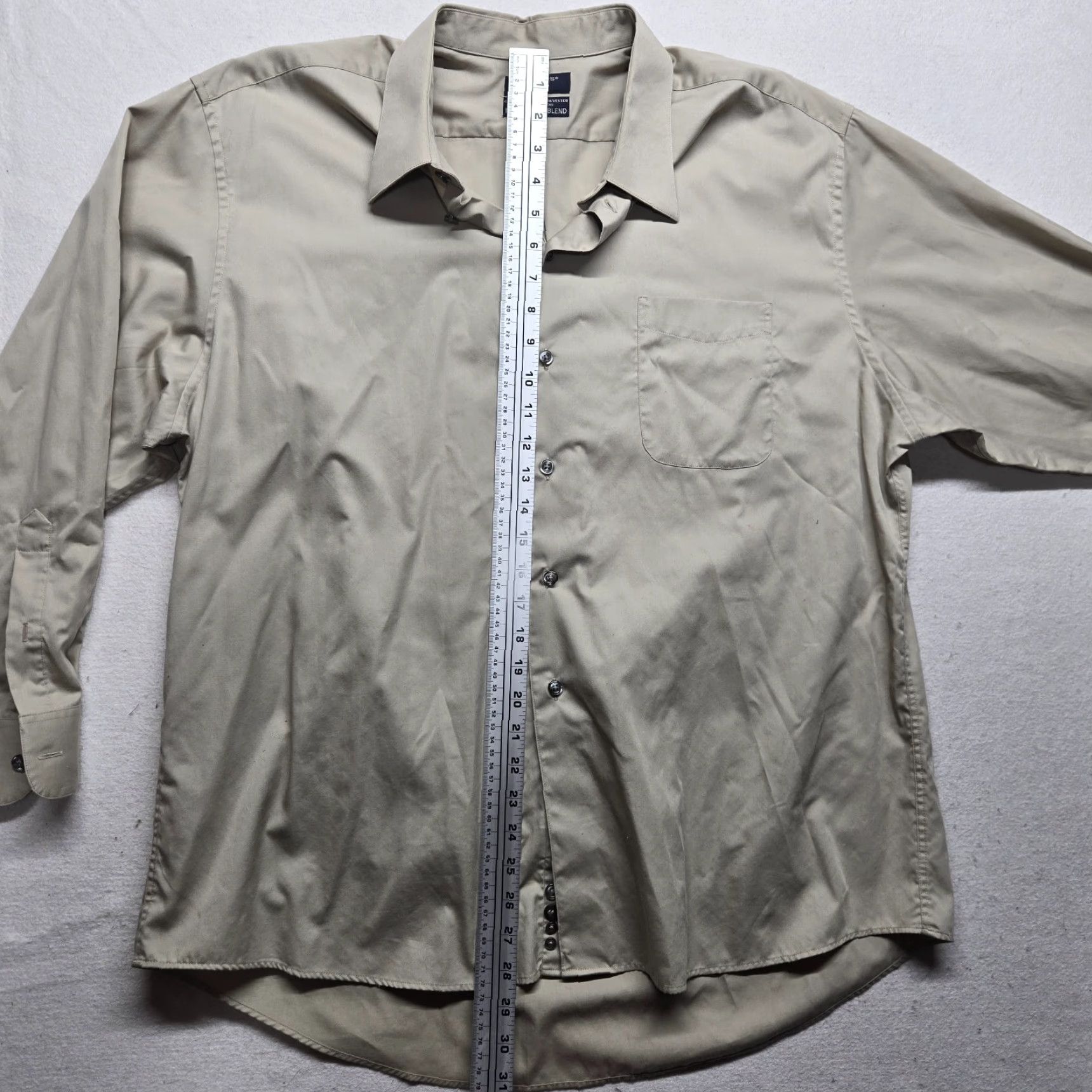 Dockers DOCKERS Shirt Dress Shirt Long Sleeve Button Up Men's XL 17 Tan Brown Microfiber Solid Catalog-Style Dress Shirt Size 46R - 4 Thumbnail