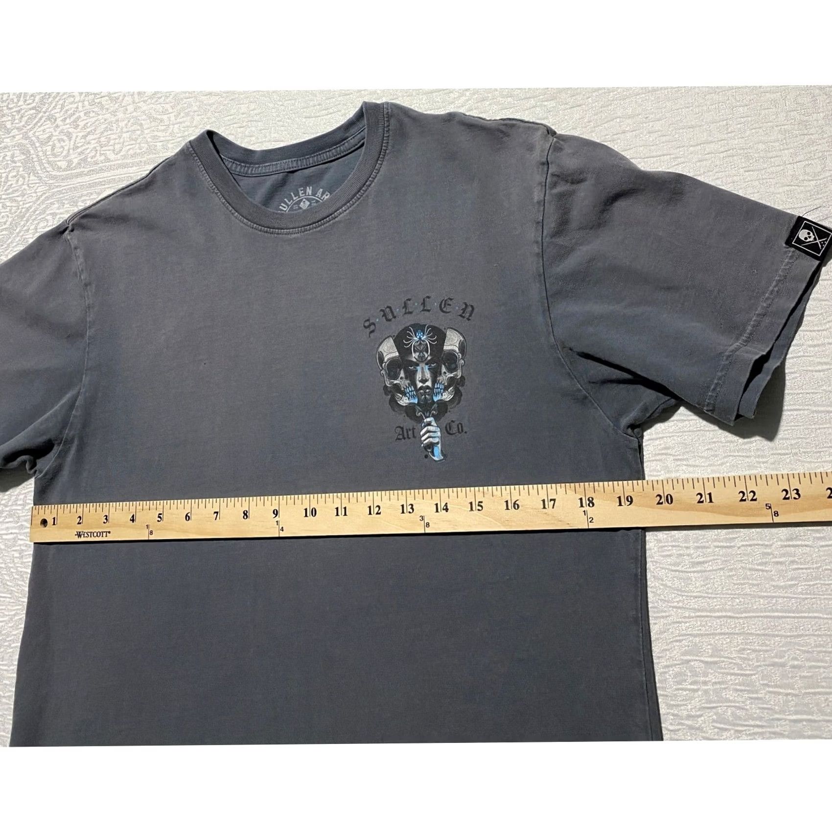 Vintage Sullen Art Collective Graphic T-Shirt Mens Medium Gray Skulls Jean Paul Marat Size US M / EU 48-50 / 2 - 5 Thumbnail