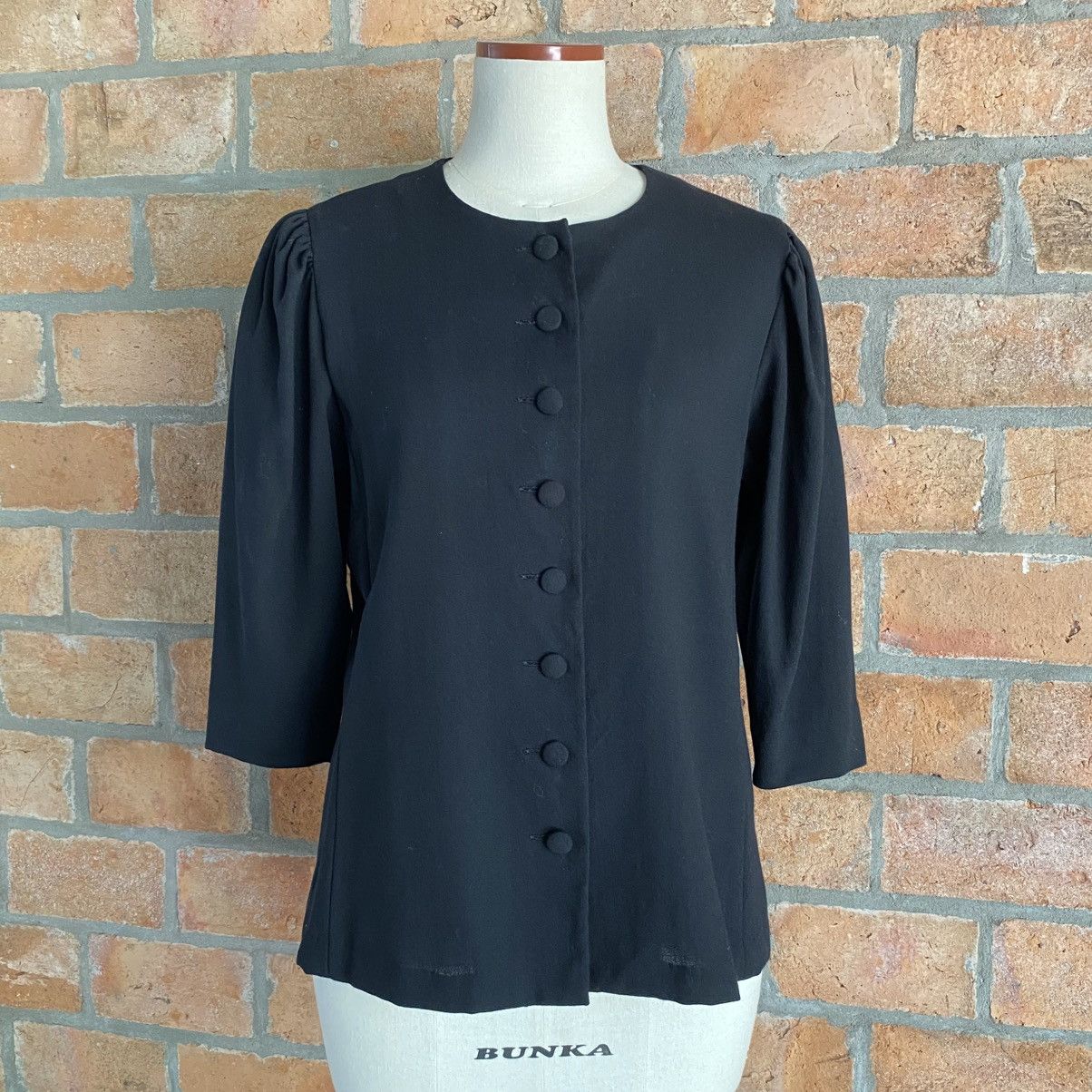 Yves Saint Laurent YVES SAINT LAURENT Black Button-Front Blouse 3/4 Sleeves Size M / US 6-8 / IT 42-44 - 10 Thumbnail