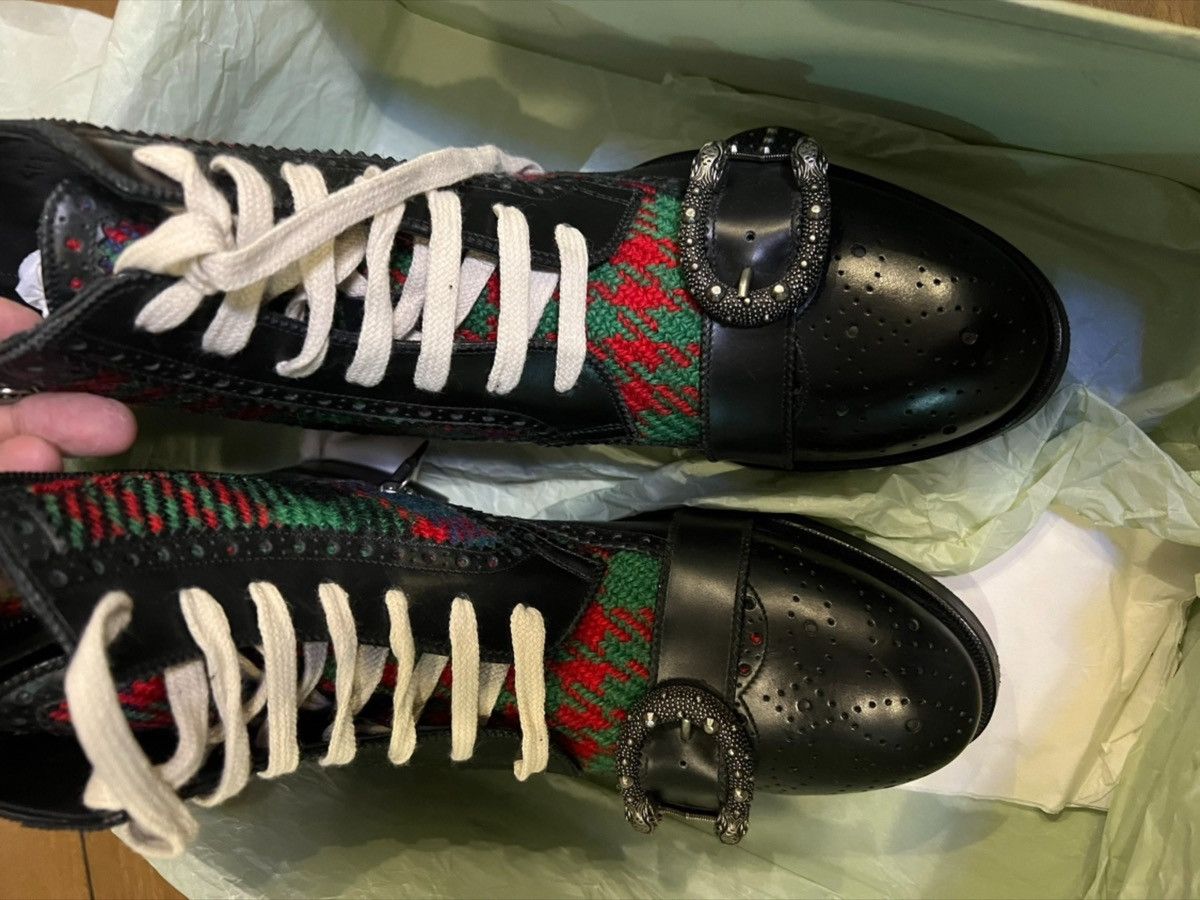 Gucci Queercore Tartan Tweed Brogue Dionysus Buckle Boots 42 Size US 8 / EU 41 - 5 Thumbnail