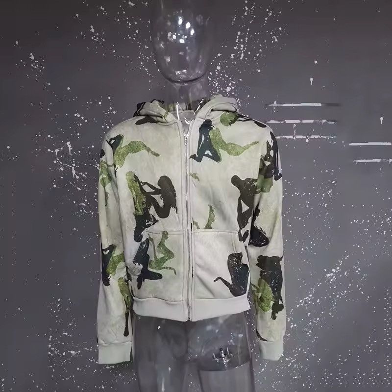 Other Streetwear Camouflage Zipper Designer Girl Print Hoodie Size US L / EU 52-54 / 3 - 3 Thumbnail