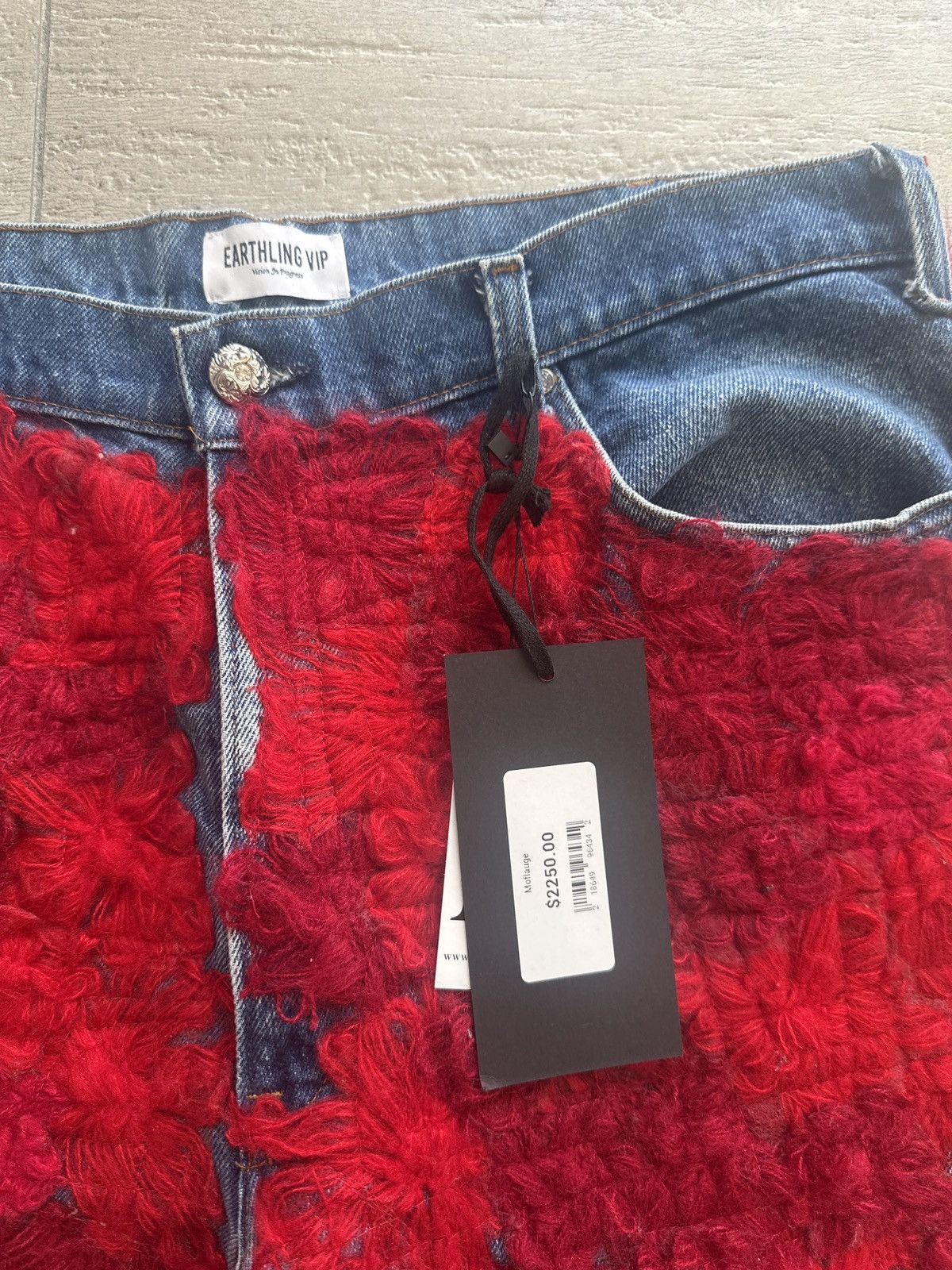 Earthling Earthling VIP Red Floral Distressed Denim – Size 36 Size US 36 / EU 52 - 2 Thumbnail