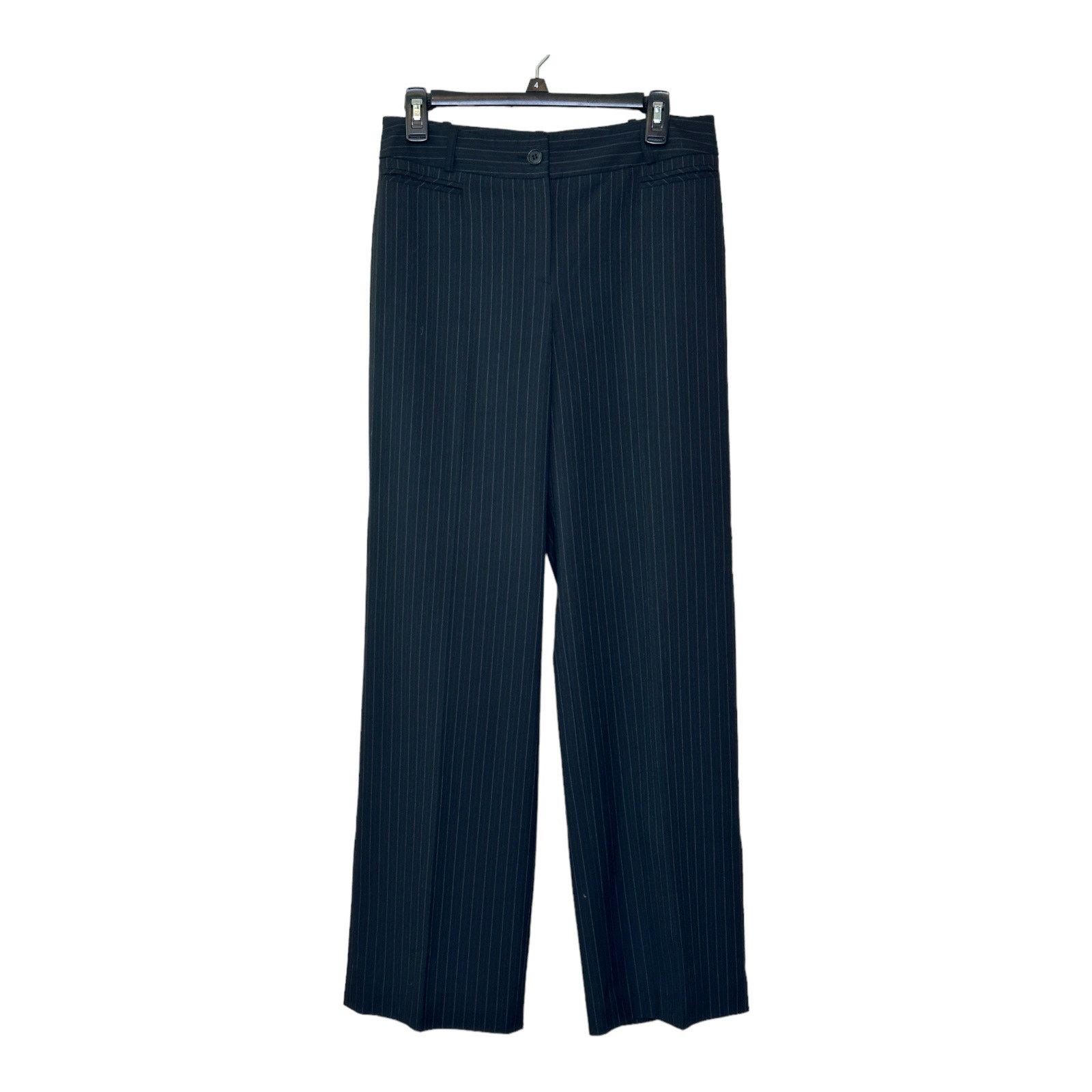 Loft Loft black striped wide legs flat front pants size 6 Size 28" / US 6 / IT 42 - 8 Thumbnail