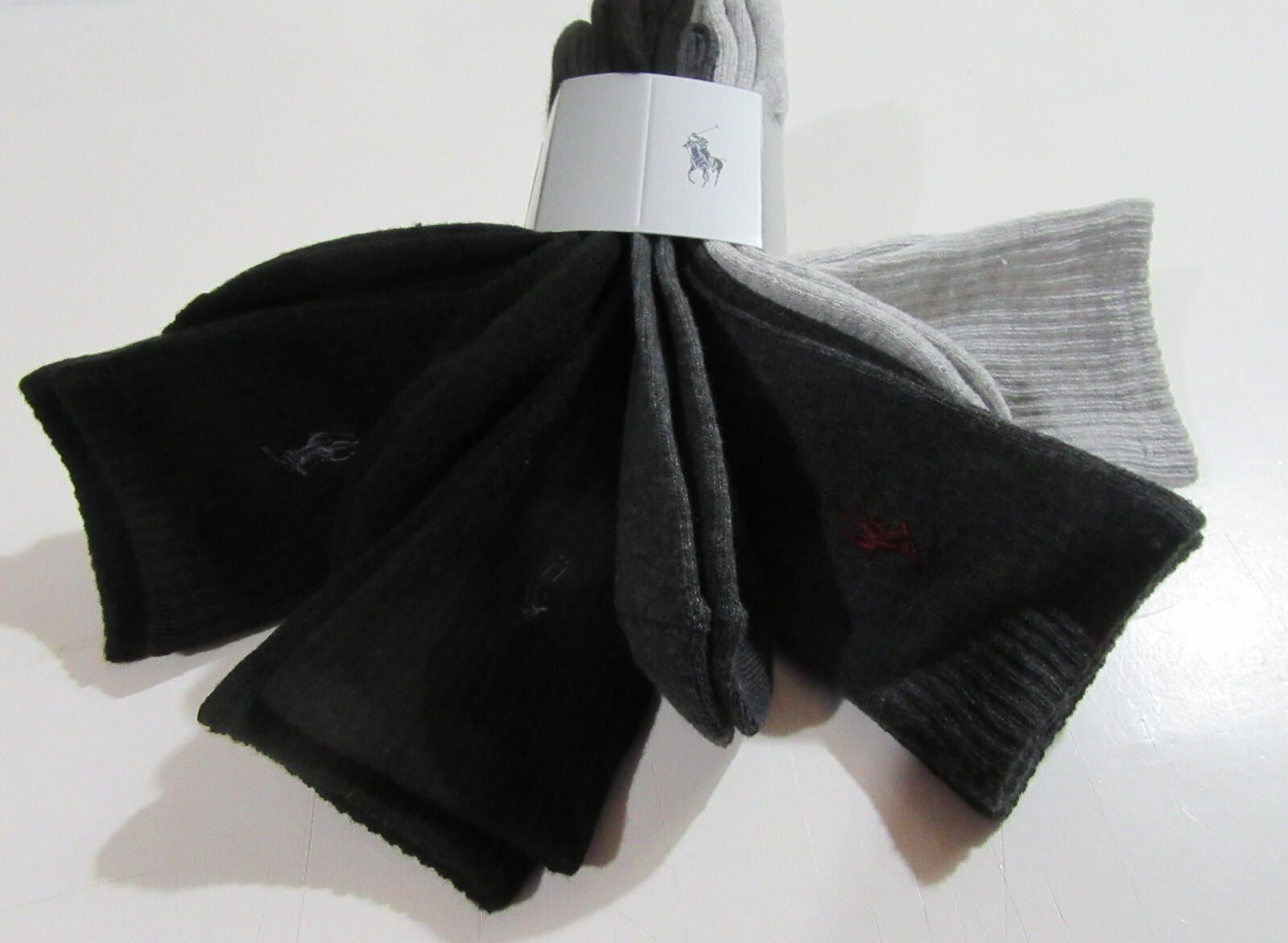 Polo Ralph Lauren Polo Ralph Lauren 4 Pack Mens Crew Socks Assorted Grey/Black Size ONE SIZE - 3 Thumbnail
