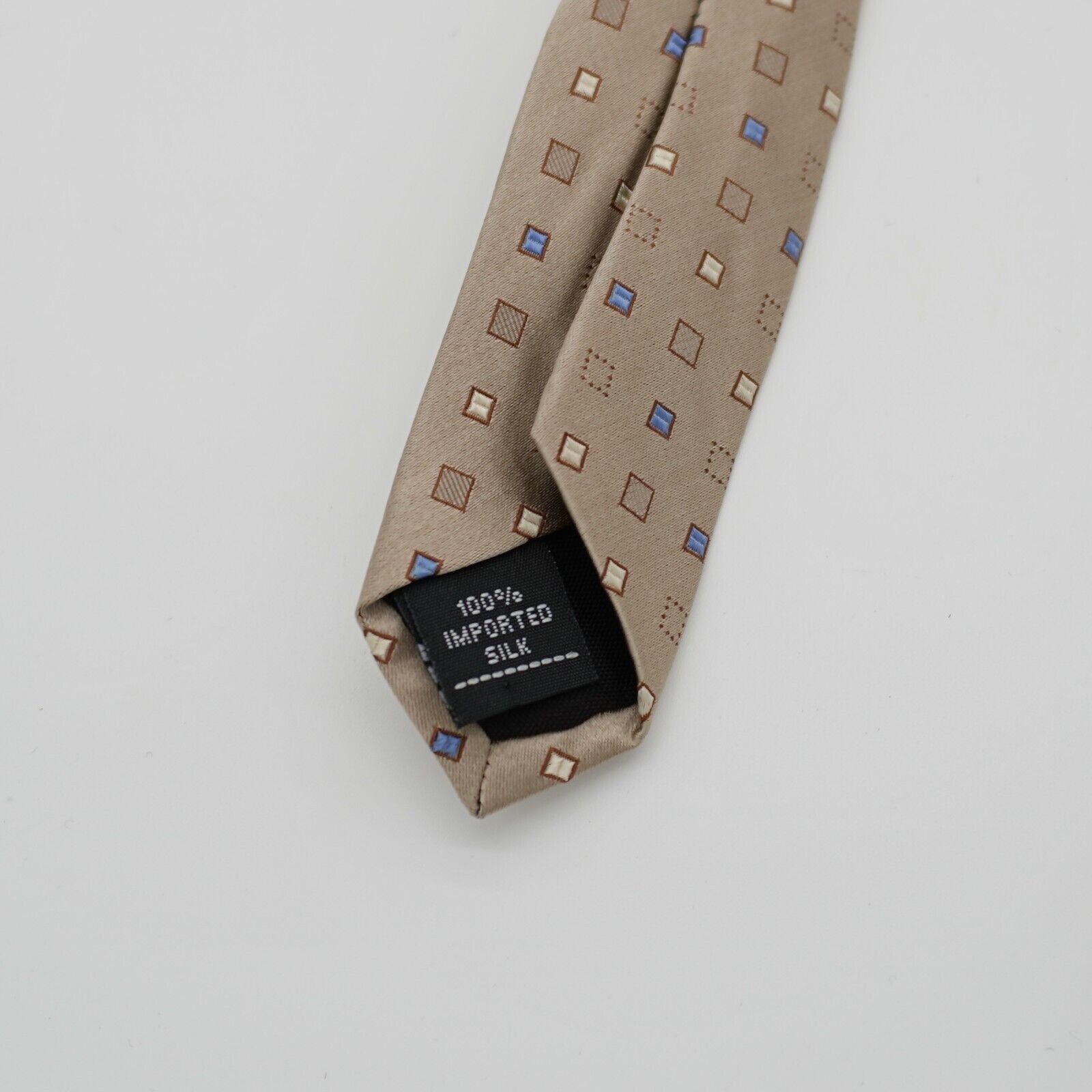 Apt. 9 Apt. 9 Tan Blue Geometric Print Silk Tie Size ONE SIZE - 4 Thumbnail