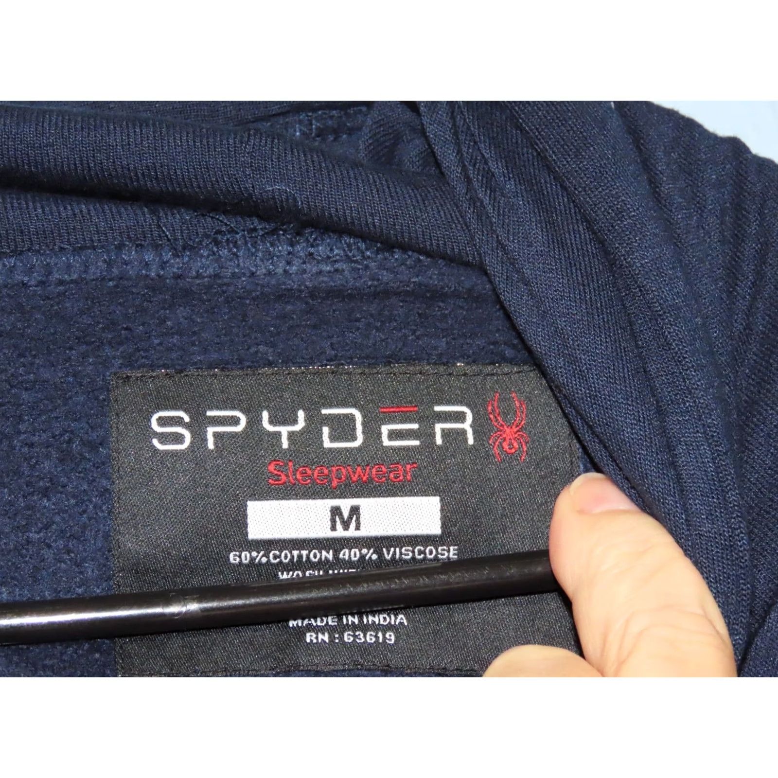 Spyder SPYDER Sleepwear Navy Cotton Blend Hoodie Womens Size M Pajama Top Blue Solid Long Sleeve Drawstring Hooded Spider Size M / US 6-8 / IT 42-44 - 6 Thumbnail