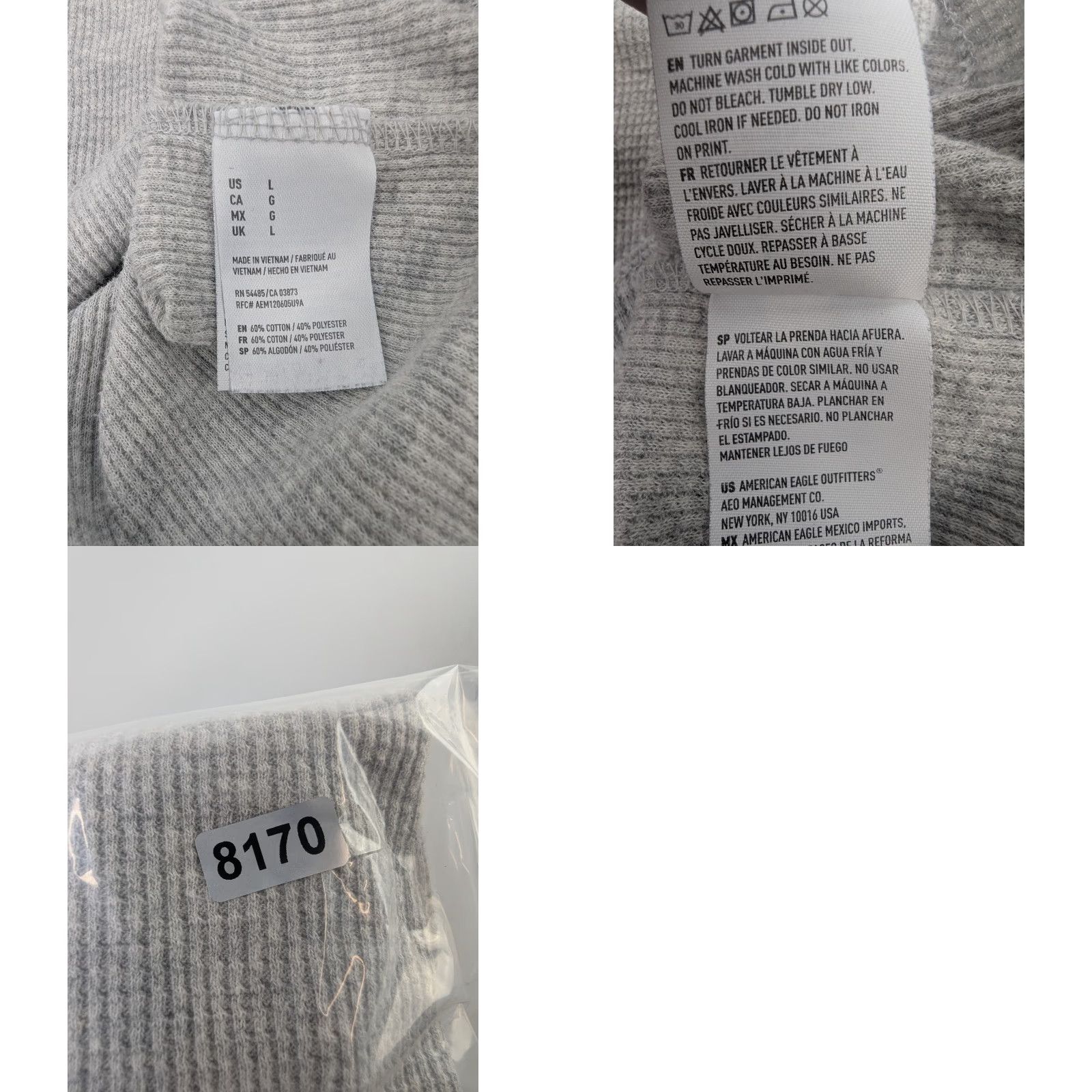 American Eagle Outfitters American Eagle Outfitters Henley Moon Lover Ribbed Gray Size Large Scoop Neck Long Sleeve Shirt Womens Size L / US 10 / IT 46 - 9 Thumbnail