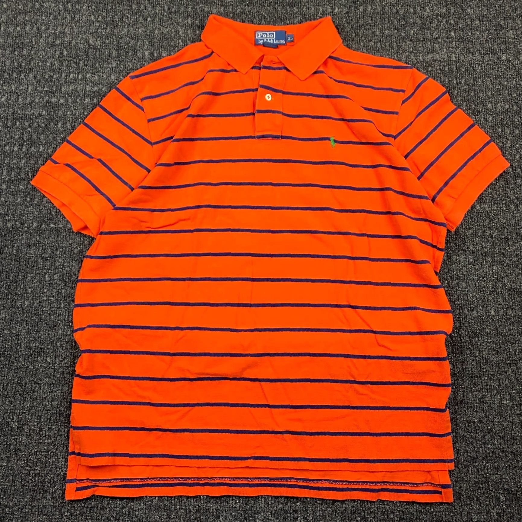 Polo Ralph Lauren VINTAGE Polo Ralph Lauren Polo Shirt Short Sleeve Pony Orange Navy Blue 90s XL Men's Classic Casual Shirt Size US XL / EU 56 / 4 - 2 Thumbnail
