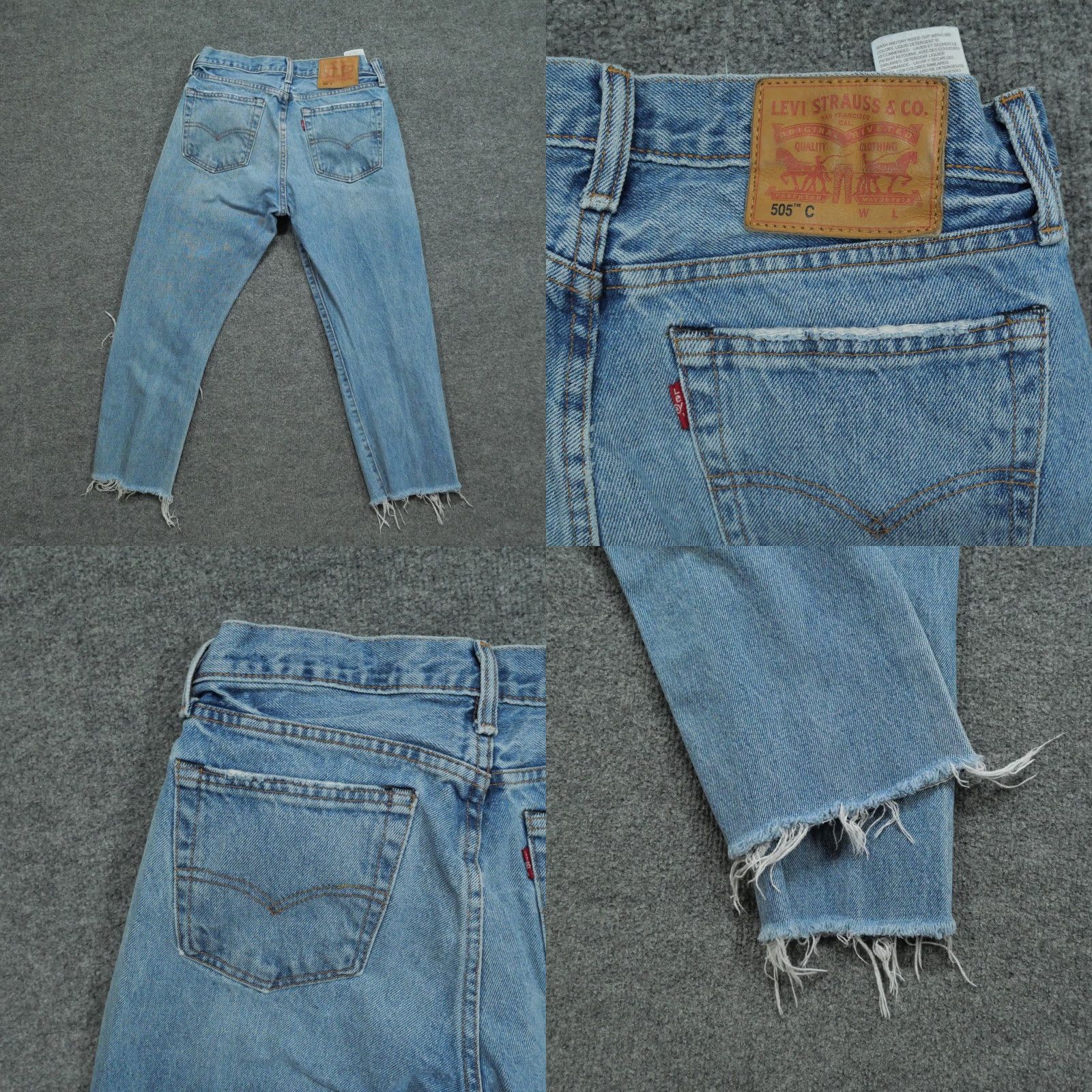 Levi's Levi's 505 Jeans Mens 28 Cropped Distressed Denim Blue 5-Pocket Regular Rise Mid Inseam 23 Jeans Shirt? Size US 30 / EU 46 - 9 Thumbnail