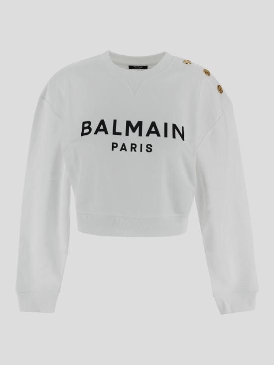 Balmain BALMAIN Women Hoodies EF1JQ002BB02 GAB White Size M / US 6-8 / IT 42-44 - 1 Thumbnail