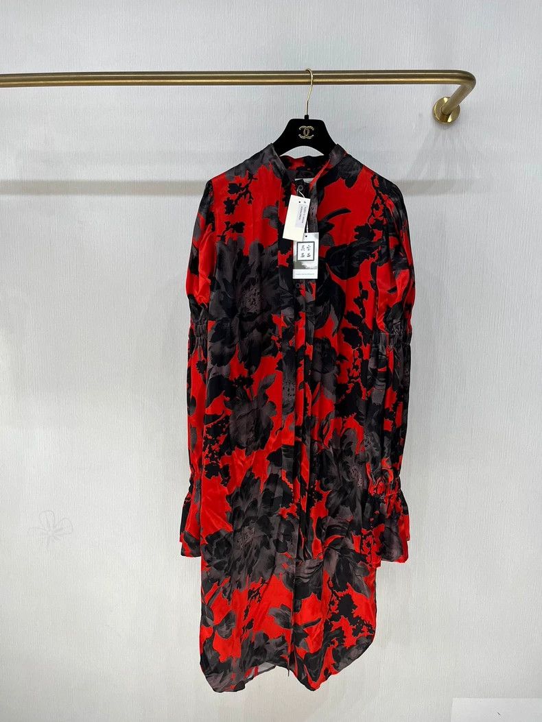 Dries Van Noten DRIES VAN NOTEN size:36 Red and black printed long-sleeved Size XS / US 0-2 / IT 36-38 - 1 Thumbnail
