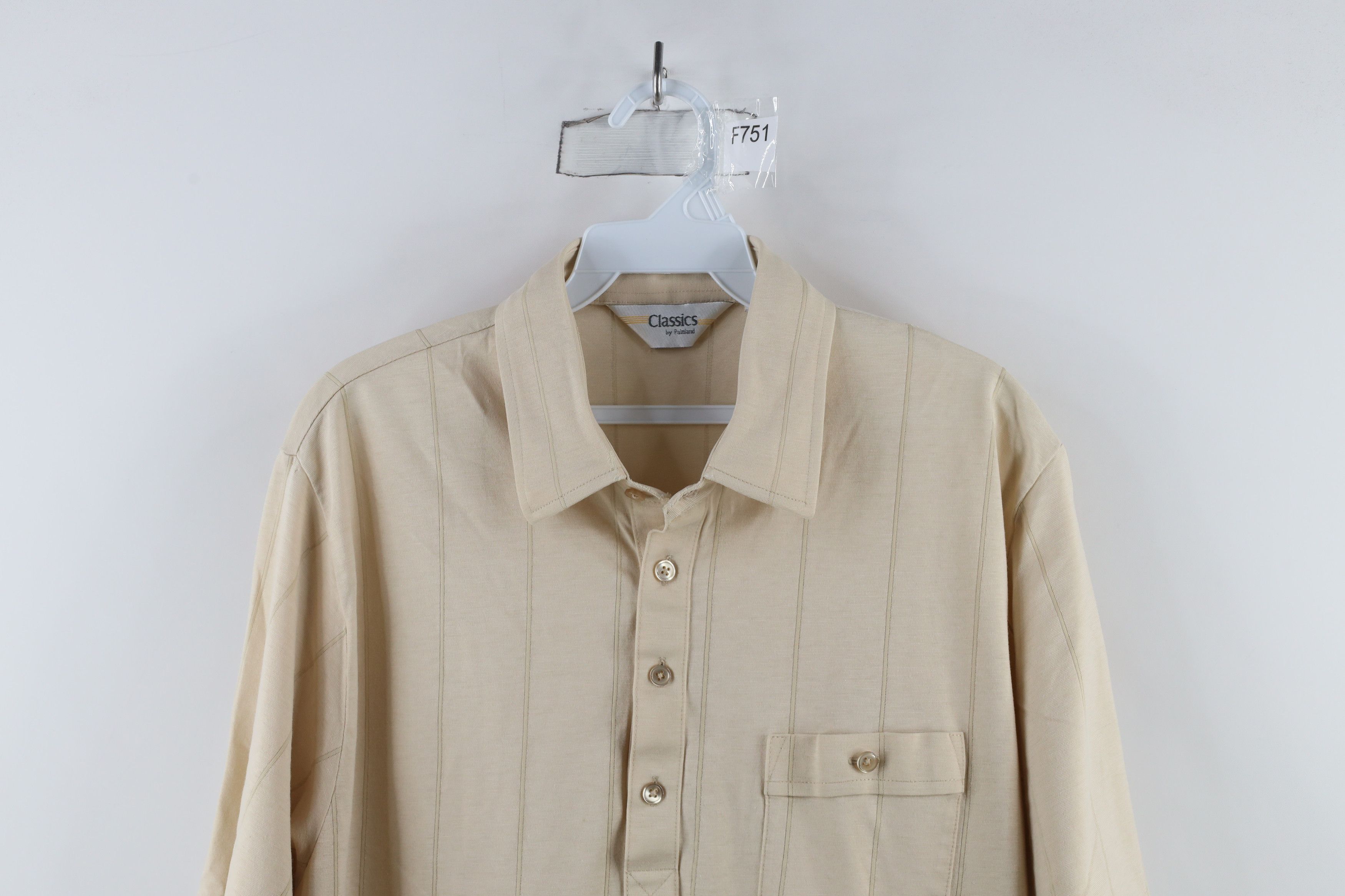Vintage Vintage 90s Streetwear Knit Collared Pocket Polo Shirt Beige Size US L / EU 52-54 / 3 - 2 Thumbnail