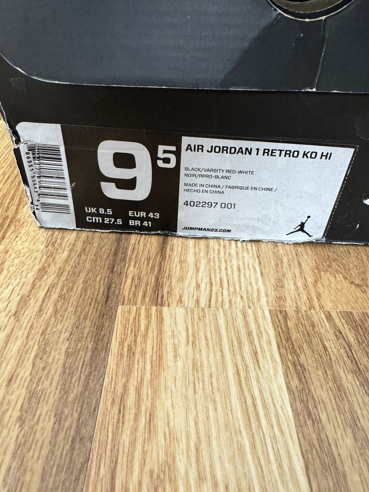 Jordan Brand Air Jordan 1 bred hi retro KO sz9.5 Size US 9.5 / EU 42-43 - 10 Thumbnail