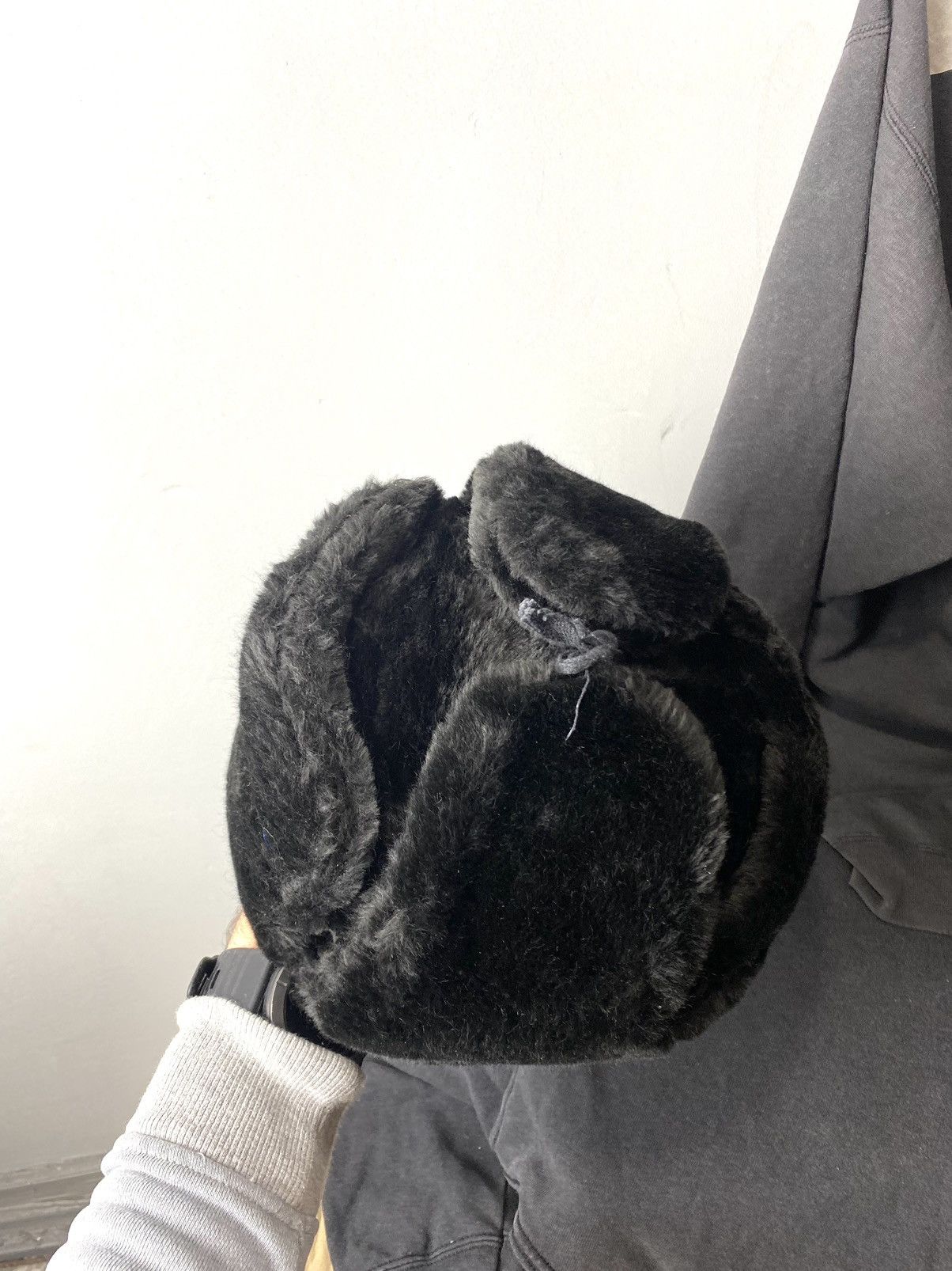 Vintage Vintage Soviet Era Black Fur Ushanka Trapper Hat Winter Size ONE SIZE - 4 Thumbnail