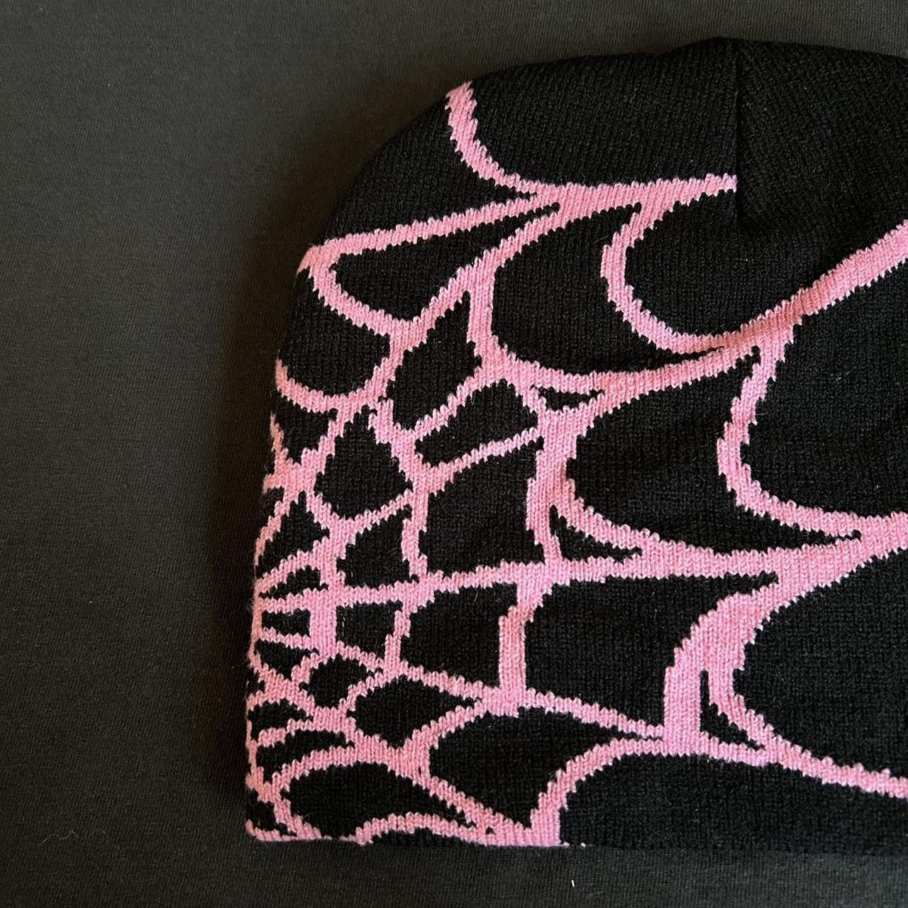 Vintage Y2K 2000s Style Pink Spider Web All Over Print Skater Beanie Size ONE SIZE - 3 Thumbnail