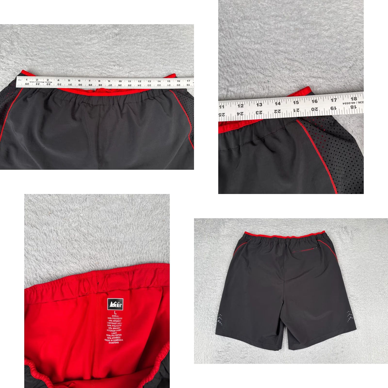 Vintage REI Men's Shorts Cargo Pocket Lined Polyester Gray Casual Regular 32 in Inseam 9 in 36x9 Hiking Kayak Size US 31 - 8 Thumbnail