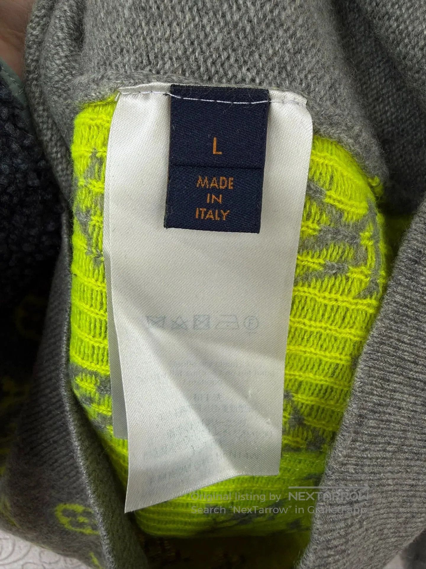 Louis Vuitton gray cashmere sweater with print design. Size US L / EU 52-54 / 3 - 3 Thumbnail