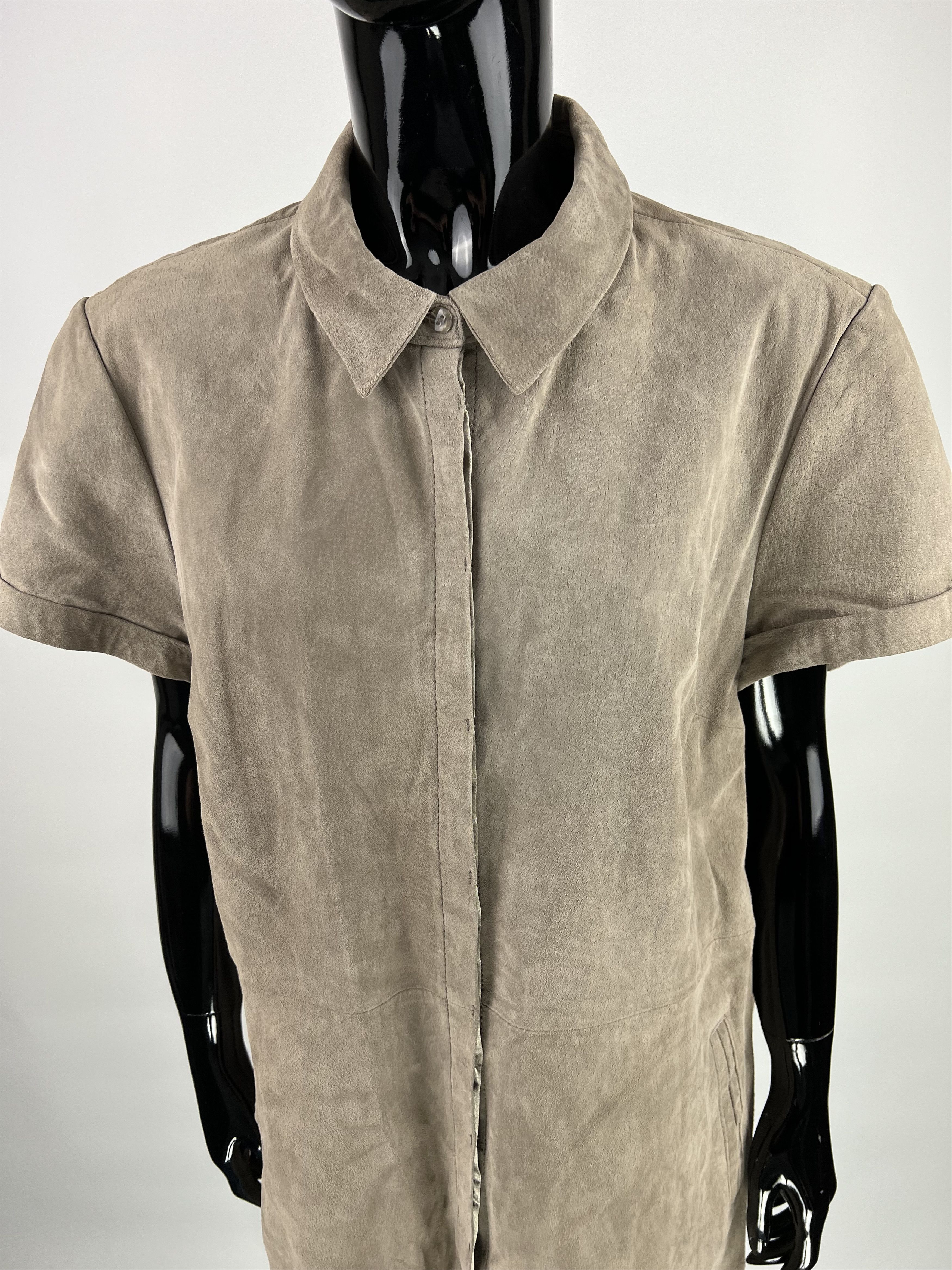 Designer × Genuine Leather 230€ NWT Mart Visser Beige Suede Button Up Dress Size 46 Size L / US 10 / IT 46 - 4 Thumbnail
