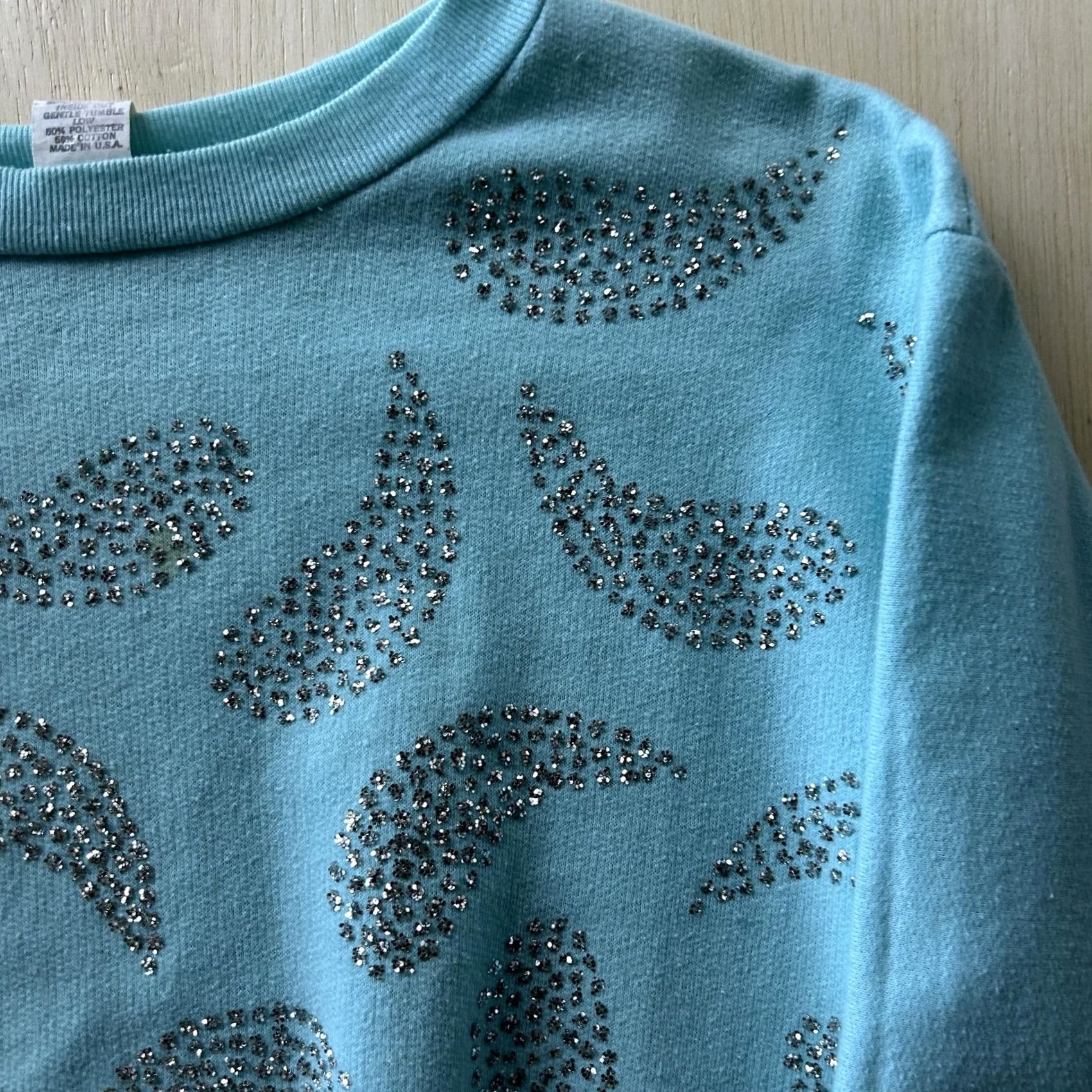 Vintage VINTAGE Sweatshirt Womens Medium Blue Crewneck Paisley Rhinestone Fleece Size M / US 6-8 / IT 42-44 - 2 Thumbnail