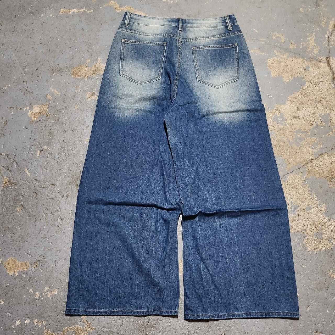 Japanese Brand Faded blue baggy jeans wide leg loose fit y2k styke Size US 32 / EU 48 - 3 Thumbnail