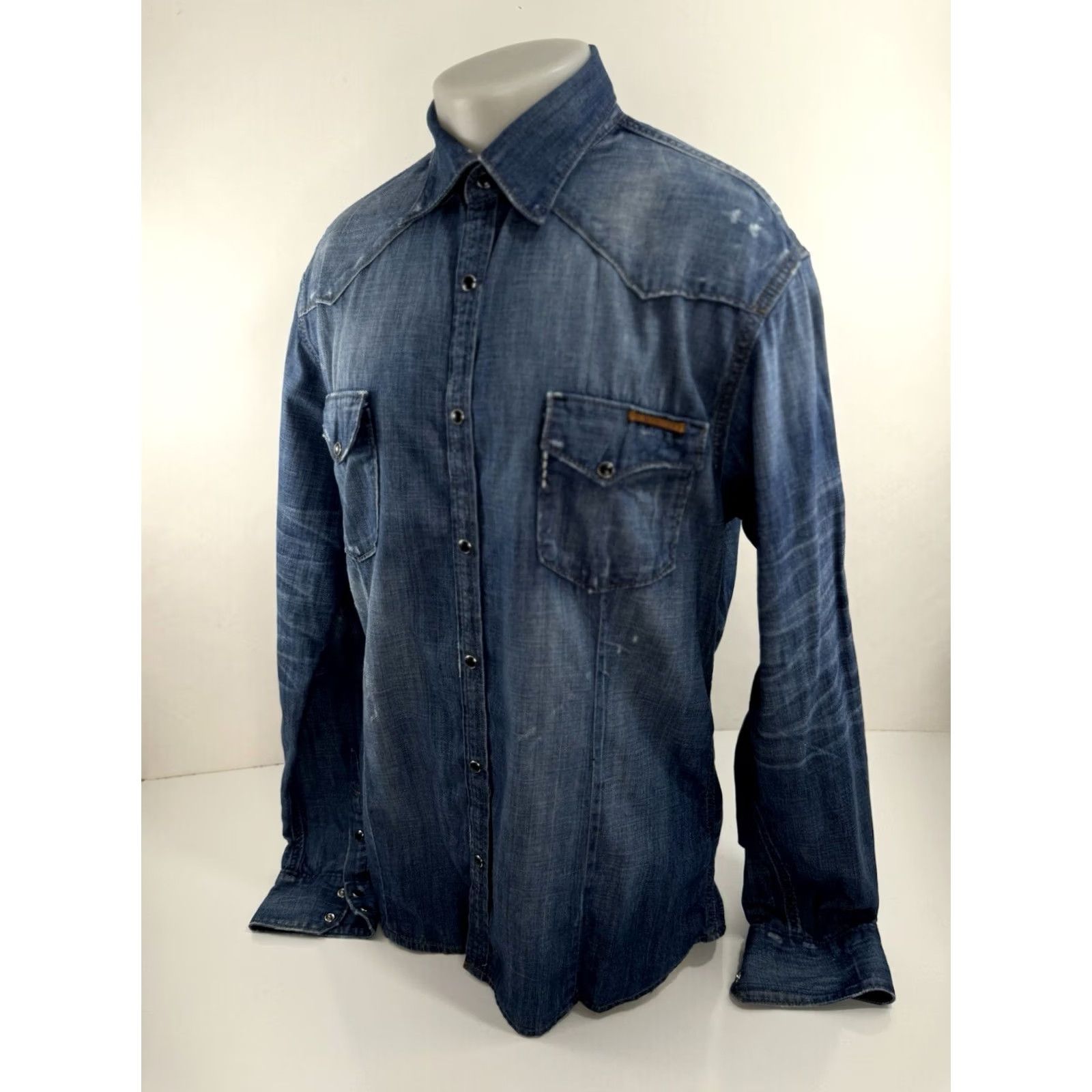 True Religion TRUE RELIGION Denim Western Distressed Mens Shirt 3XL Blue Snap Front N Mens XL 2XL 3XL Short Sleeve Long Sleeve Button-Up Size US XXL / EU 58 / 5 - 2 Thumbnail