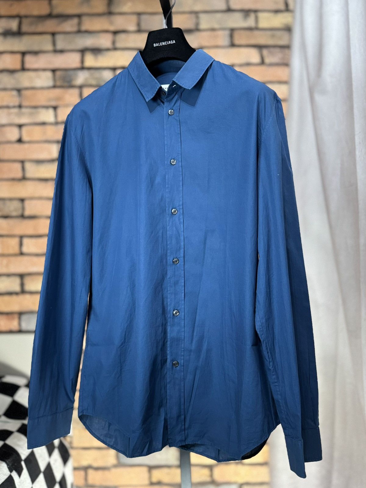 SS15 $467 FRENCH BLUE SHIRT DRESS BUTTON UP COLLAR