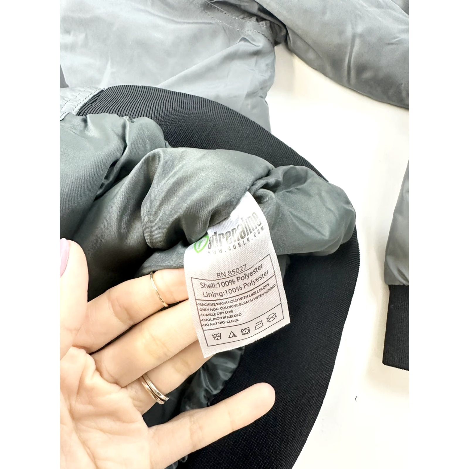 Vintage Adrenaline Bomber Jacket Men’s Small Gray Nylon Zip Short Band Collar Regular Size US S / EU 44-46 / 1 - 7 Thumbnail