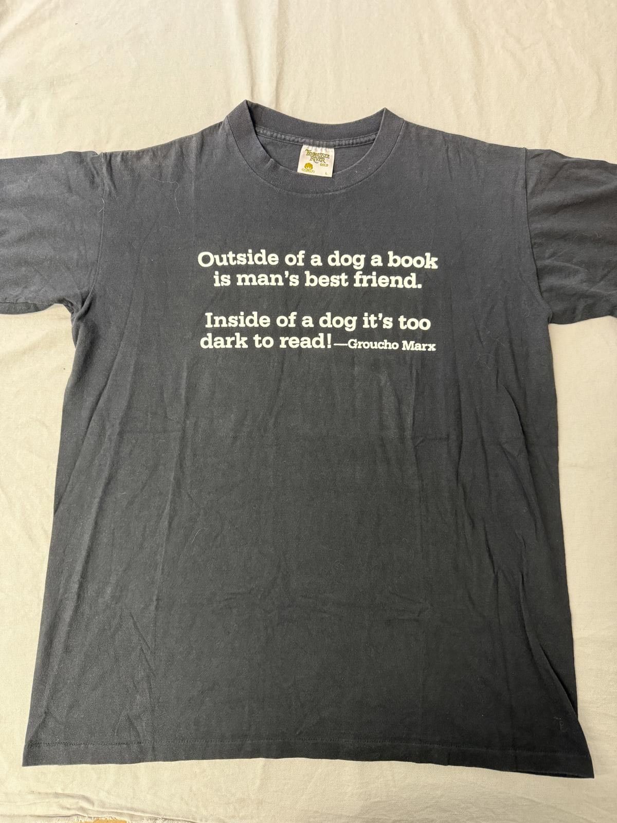 Designer VTG Groucho Marx Quote T-shirt Book Mans Best Friend L Size US L / EU 52-54 / 3 - 1 Thumbnail