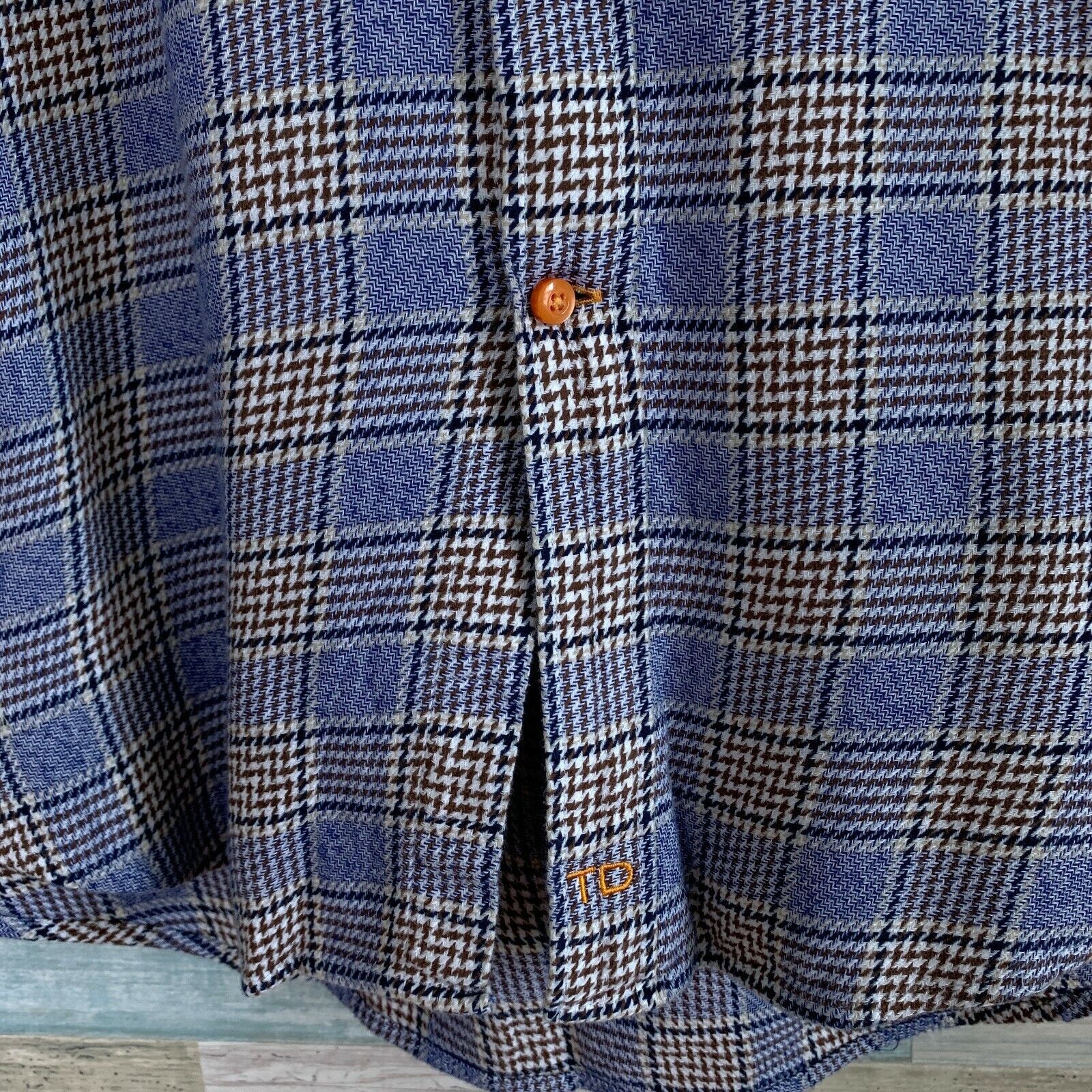Thomas Dean Thomas Dean Basketweave Check Shirt Blue Button Up Mens L Size US L / EU 52-54 / 3 - 4 Thumbnail