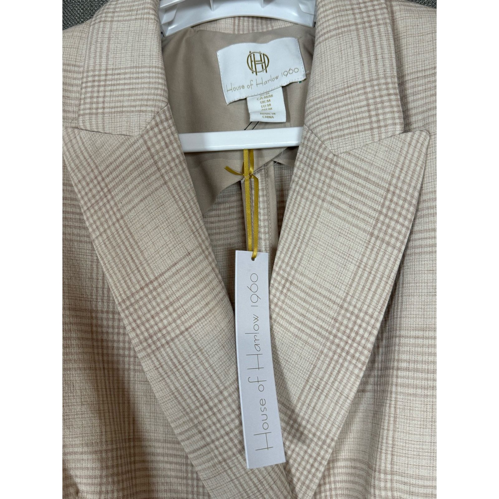House of Harlow House of Harlow Tan Nude Double Breast Plaid Blazer Jacket Size M / US 6-8 / IT 42-44 - 4 Thumbnail