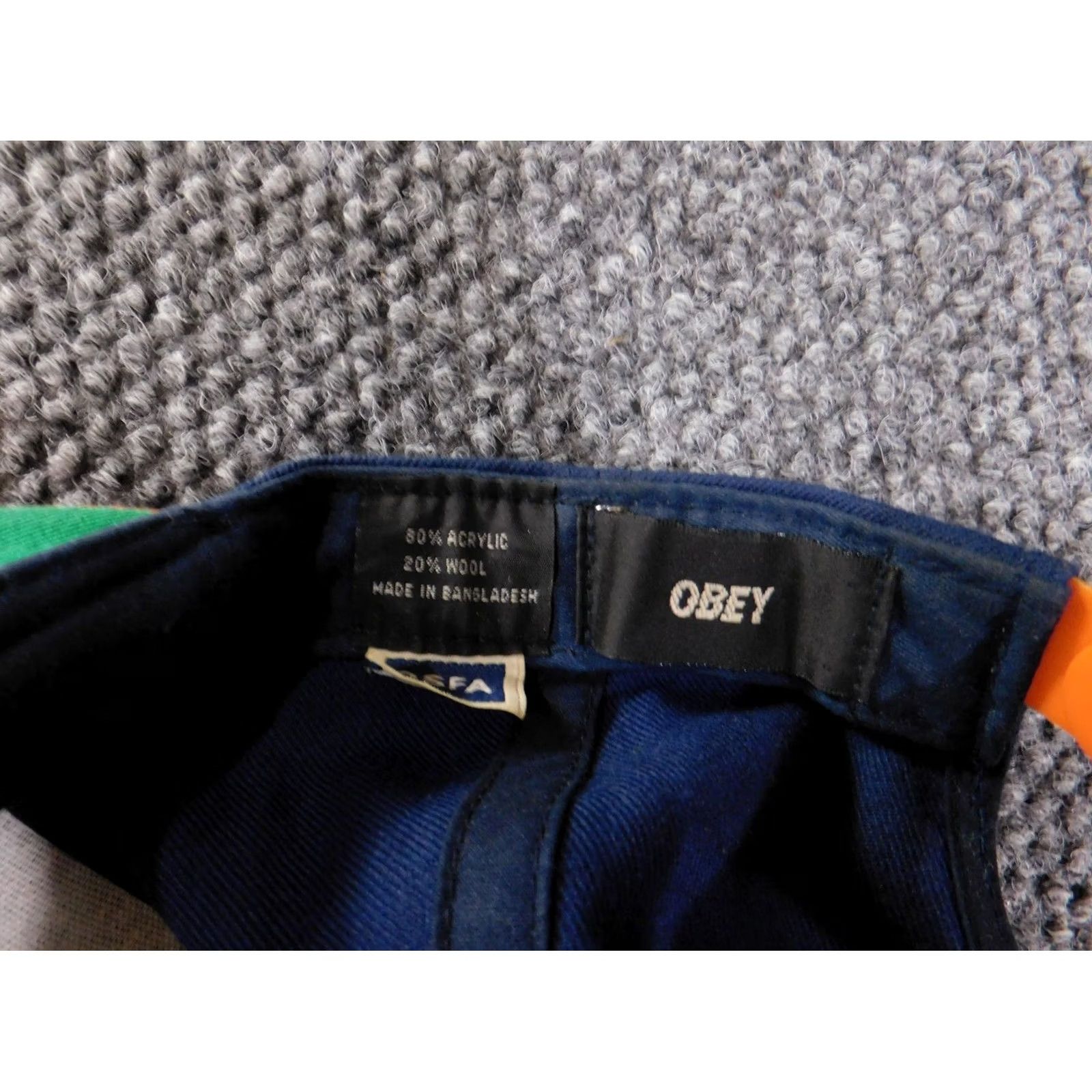 Obey The Game Obey baseball hat Mens adjustable navy orange Posse snapback Blue Twill polyester Cap Sports Pattern Adjustable Casual Men L Boys? Size ONE SIZE - 7 Thumbnail