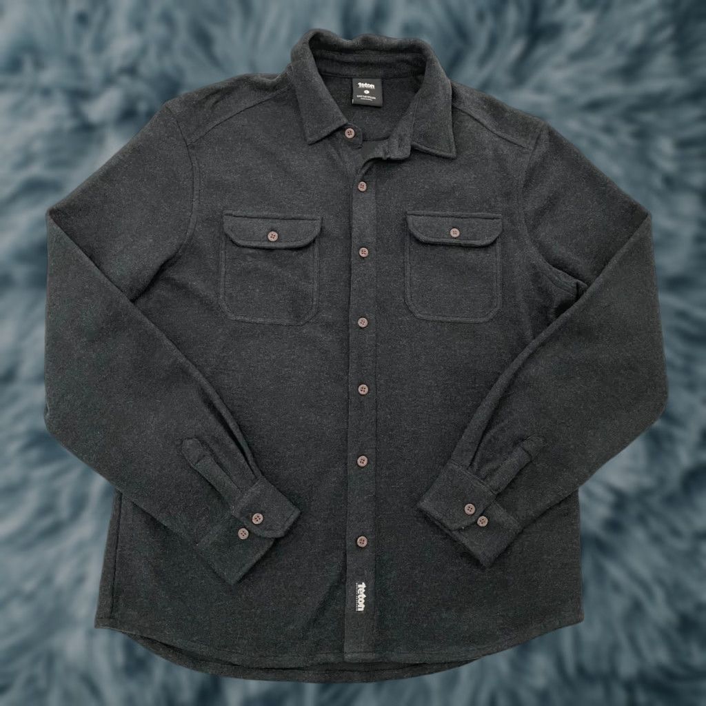 Vintage Teton Gravity Research Flannel Mens Large Black Gray Overshirt Jacket Wool Blend Size US L / EU 52-54 / 3 - 1 Thumbnail