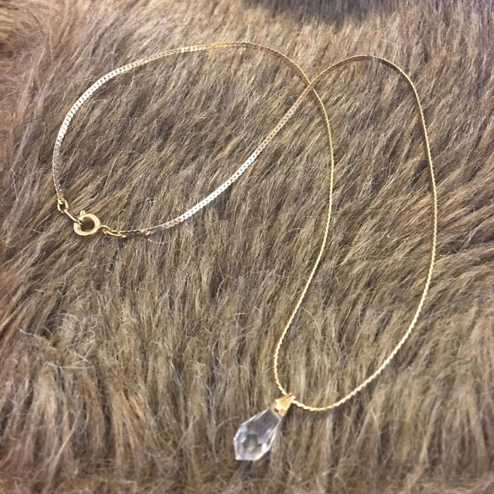 Vintage Vintage faceted teardrop glass crystal on chain Size ONE SIZE - 7 Thumbnail