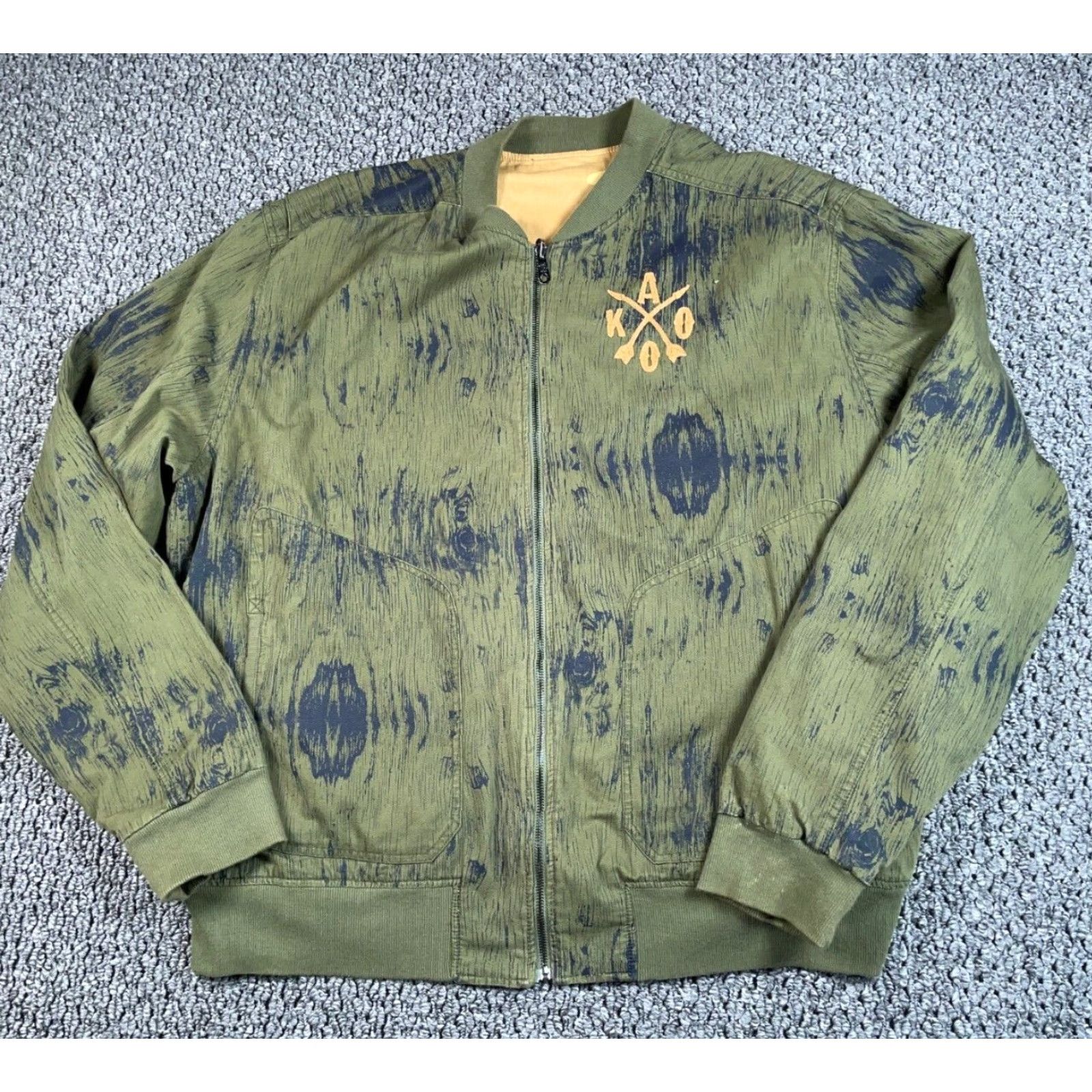 Olive AKOO Reversible Bomber Jacket Adult 4XL Camouflage Olive Green Embroidered Size US XXL / EU 58 / 5 - 2 Thumbnail