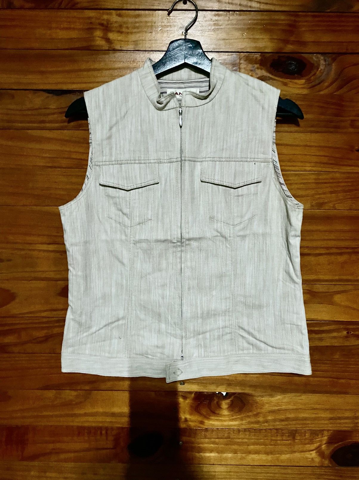 Lancel Vintage Lancel Paris Men’s Sleeveless Zip Vest Beige Cotton Size S / US 4 / IT 40 - 3 Thumbnail