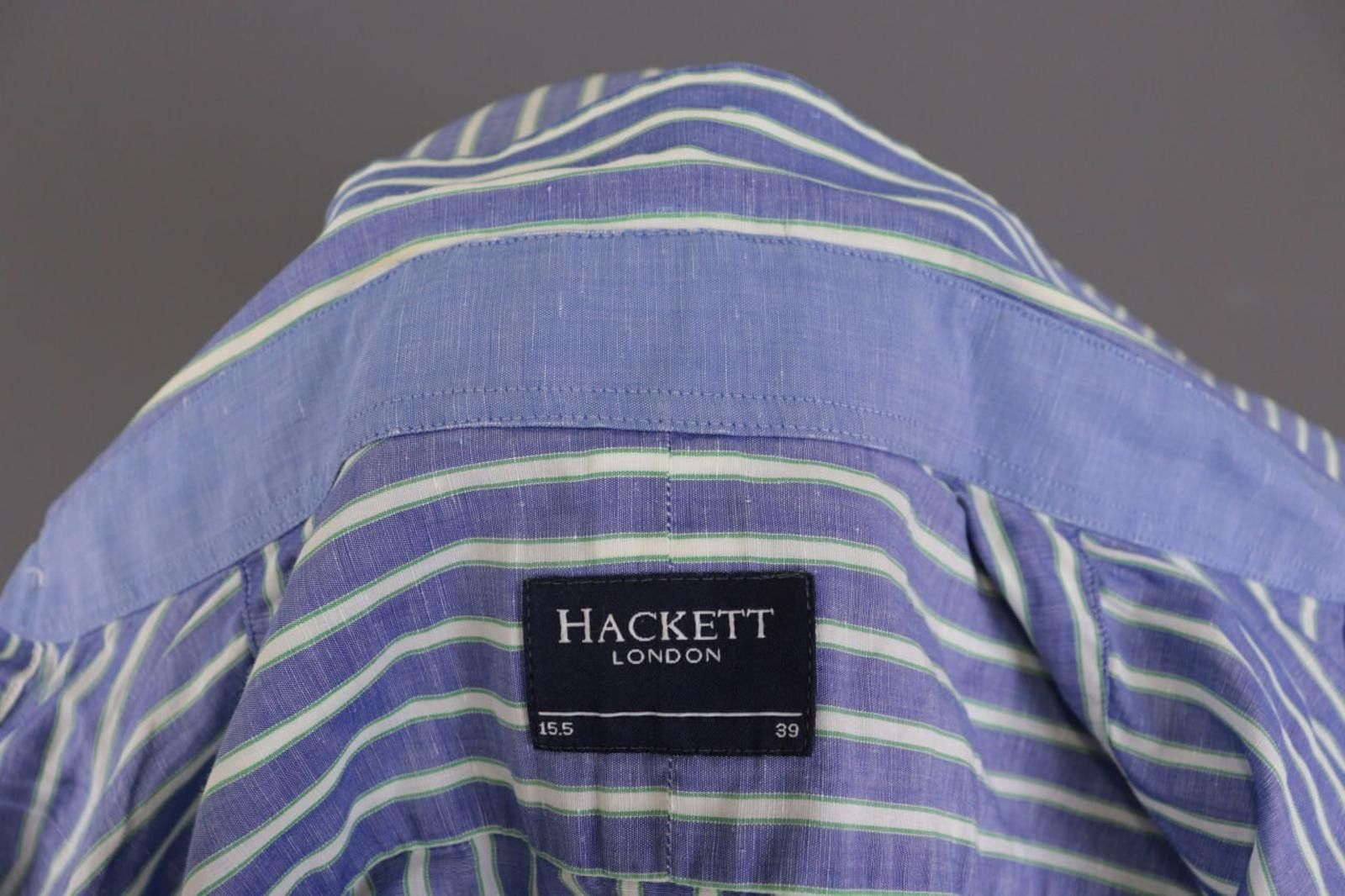 Designer Hackett London Blue Striped Blue Shirt Size 39 / 15.5 Size US M / EU 48-50 / 2 - 12 Thumbnail