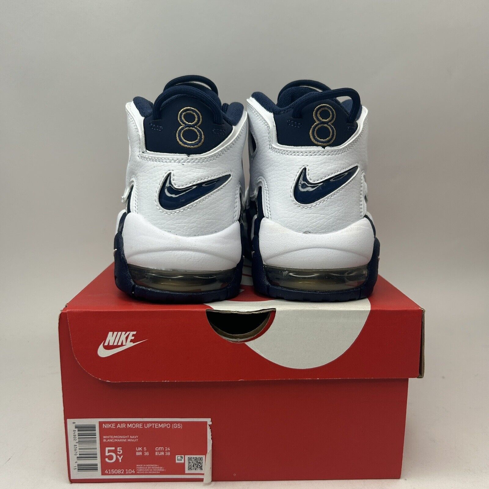 Nike Nike Air More Uptempo GS “Olympic/White Midnight Navy Blue” Size US 7 / IT 37 - 4 Thumbnail