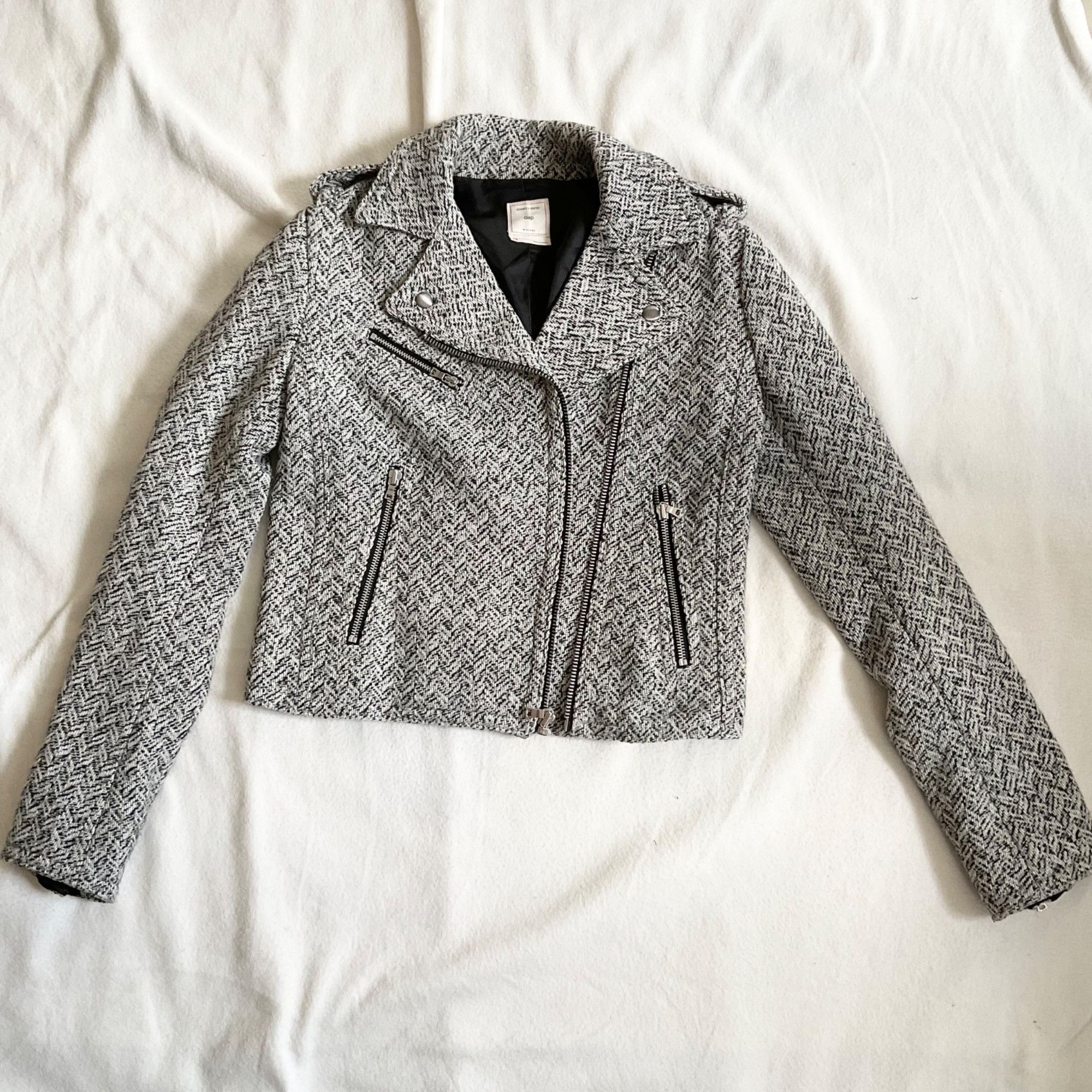 Gap GAP women gray wool short bike jacket SZ xS bust 35in Size XS / US 0-2 / IT 36-38 - 1 Thumbnail