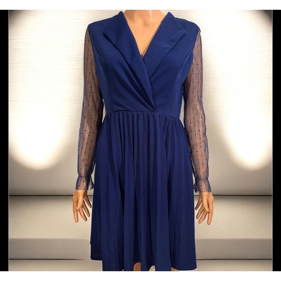Shein Shein Royal Blue Swiss Dot Sleeves Dress Size Small Size S / US 4 / IT 40 - 1 Thumbnail