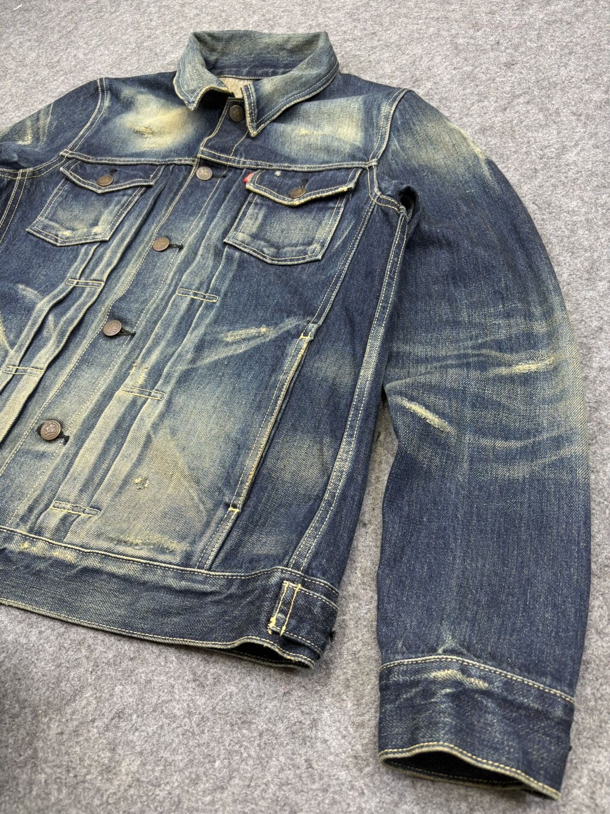 Japanese Brand 💥Selvedge Trucker💥glamb Sick Fades Distressed Trucker F818 Size US XS / EU 42 / 0 - 9 Thumbnail