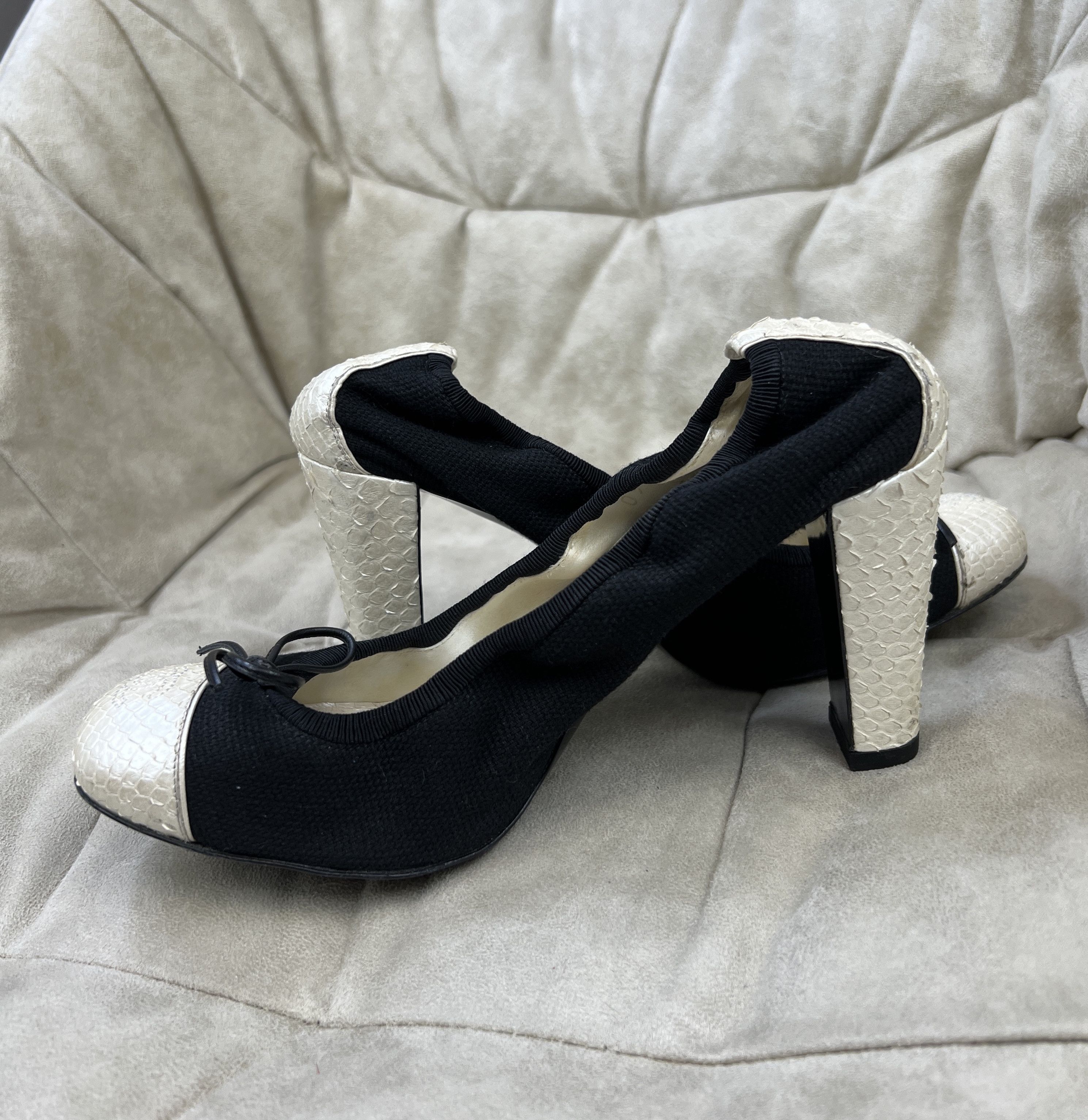 Chanel Chanel CC Logo Heels Balets Snake Skin Size US 7 / IT 37 - 5 Thumbnail
