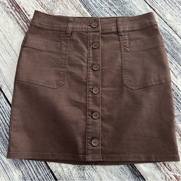 Prana PrAna Organic Cotton Button Front Mini Skirt Size 28" / US 6 / IT 42 - 1 Thumbnail