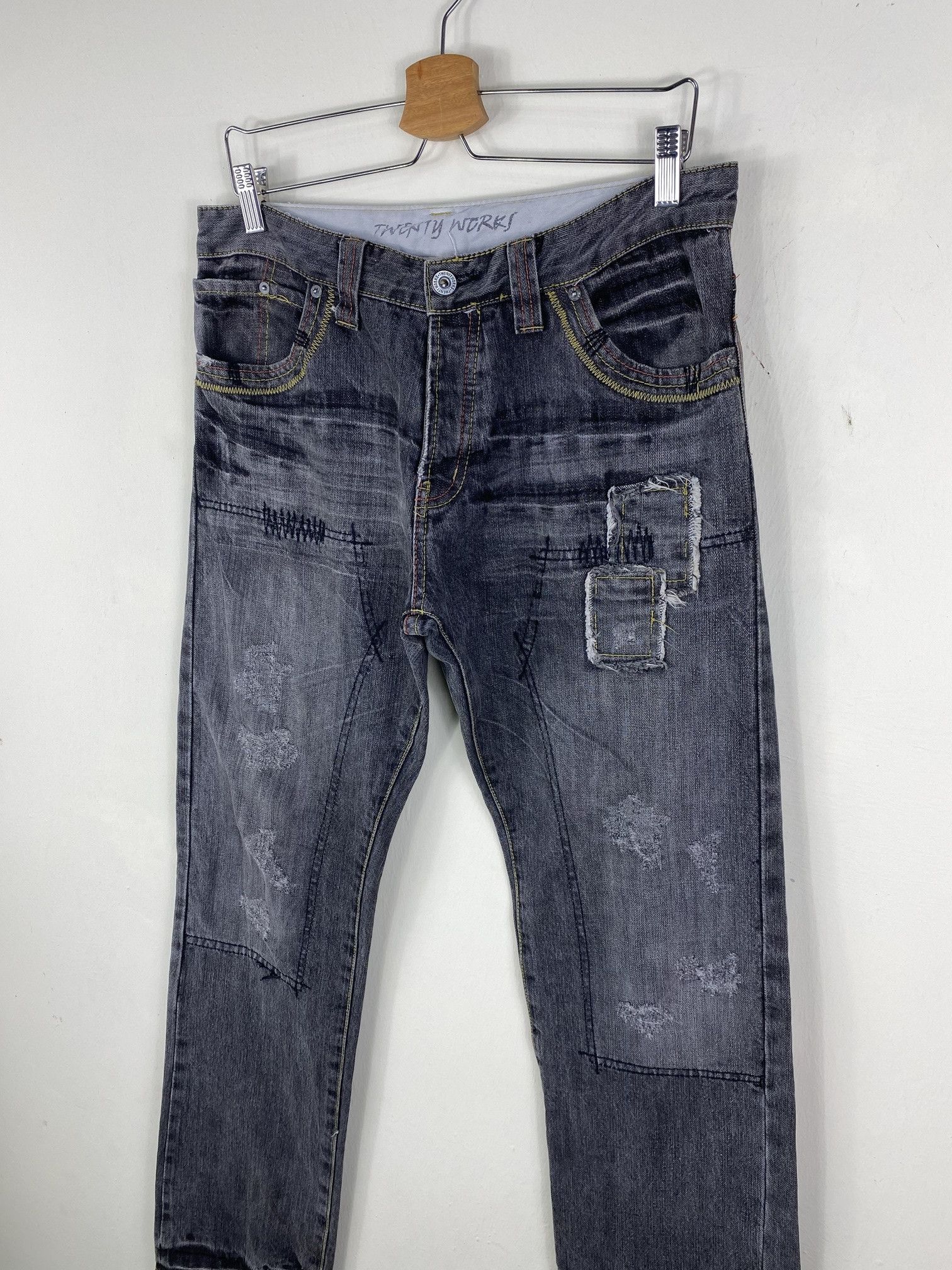 Japanese Brand Japan Twenty Works distressed doubleknee faded black jean Size US 32 / EU 48 - 6 Thumbnail