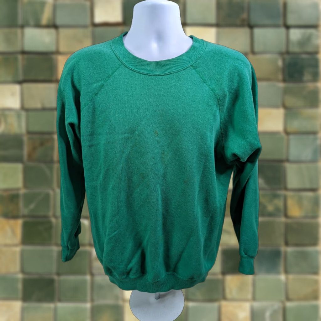 Hanes VINTAGE Hanes Raglan Sweatshirt Green Distressed Faded 90s XL Made In USA Men’s Sweatshirt Crewneck Size US XL / EU 56 / 4 - 1 Thumbnail