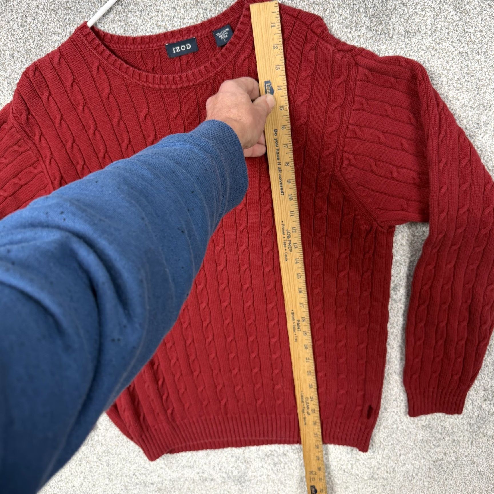 Izod IZOD Sweater Red Cable-Knit Crewneck Cotton L Men’s Regular Fit Pullover Casual Fall Winter Size US L / EU 52-54 / 3 - 2 Thumbnail