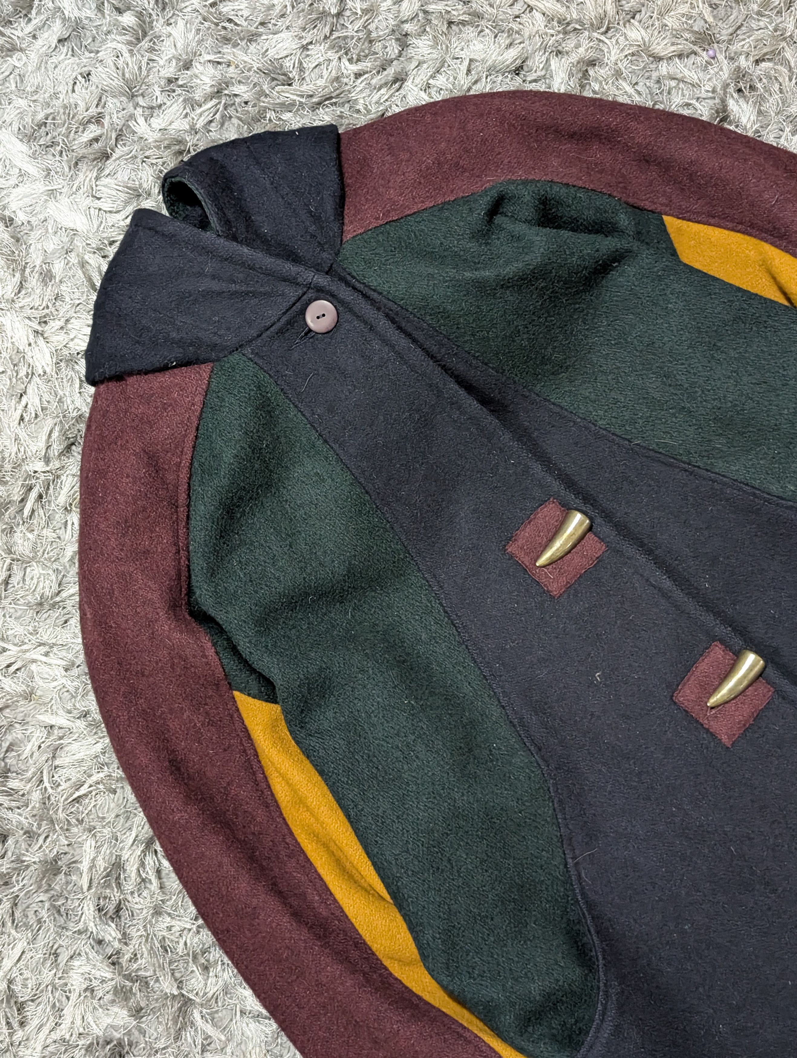 Other Vintage 80 Braetan Classic Wool Coat Long Colourblock Jacket Size US M / EU 48-50 / 2 - 5 Thumbnail