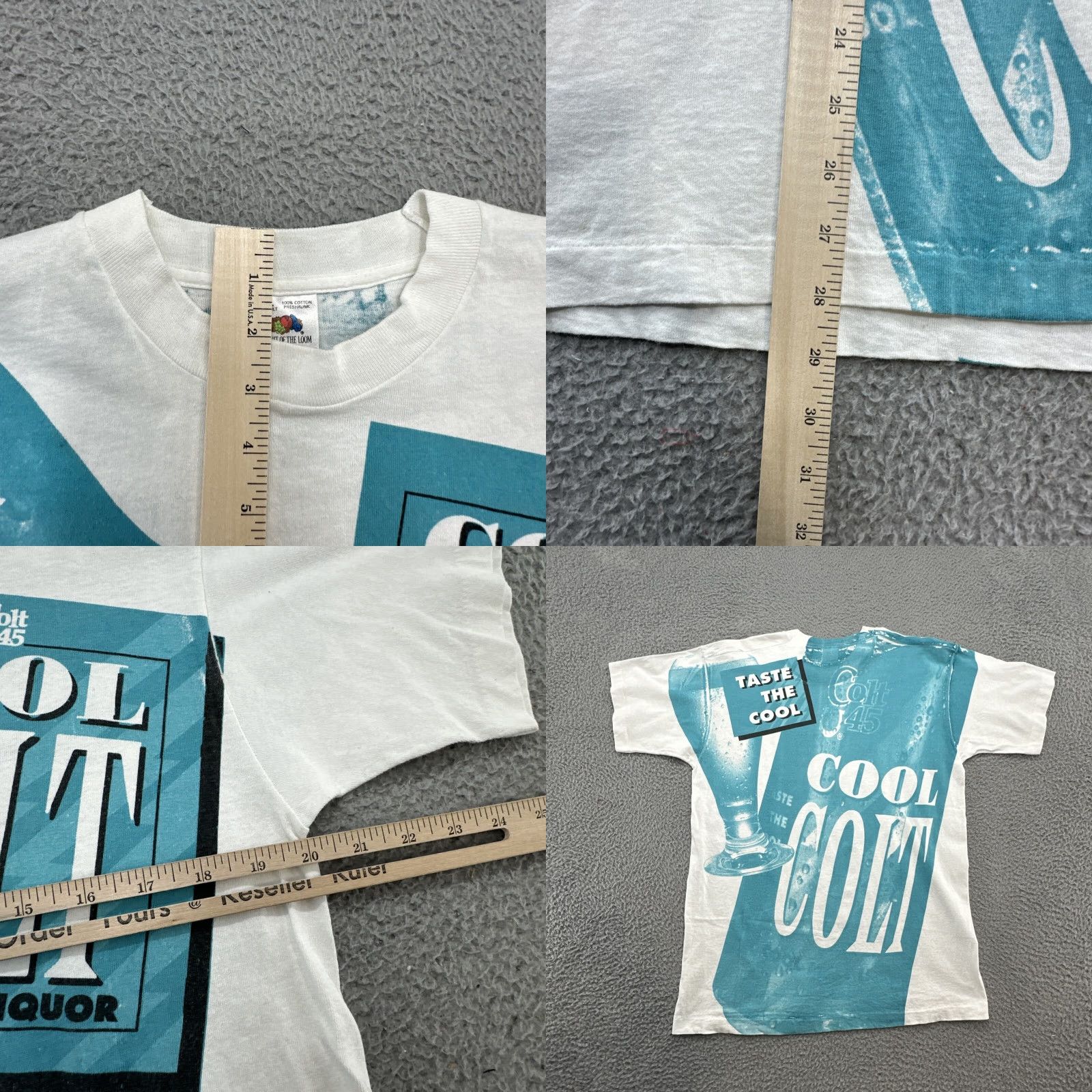 Fruit Of The Loom VINTAGE 90s Cool Colt 45 Malt Liquor AOP Single Stitch Size Large Taste The Cool T-Shirt Mens White 90s Vintage Size US L / EU 52-54 / 3 - 8 Thumbnail