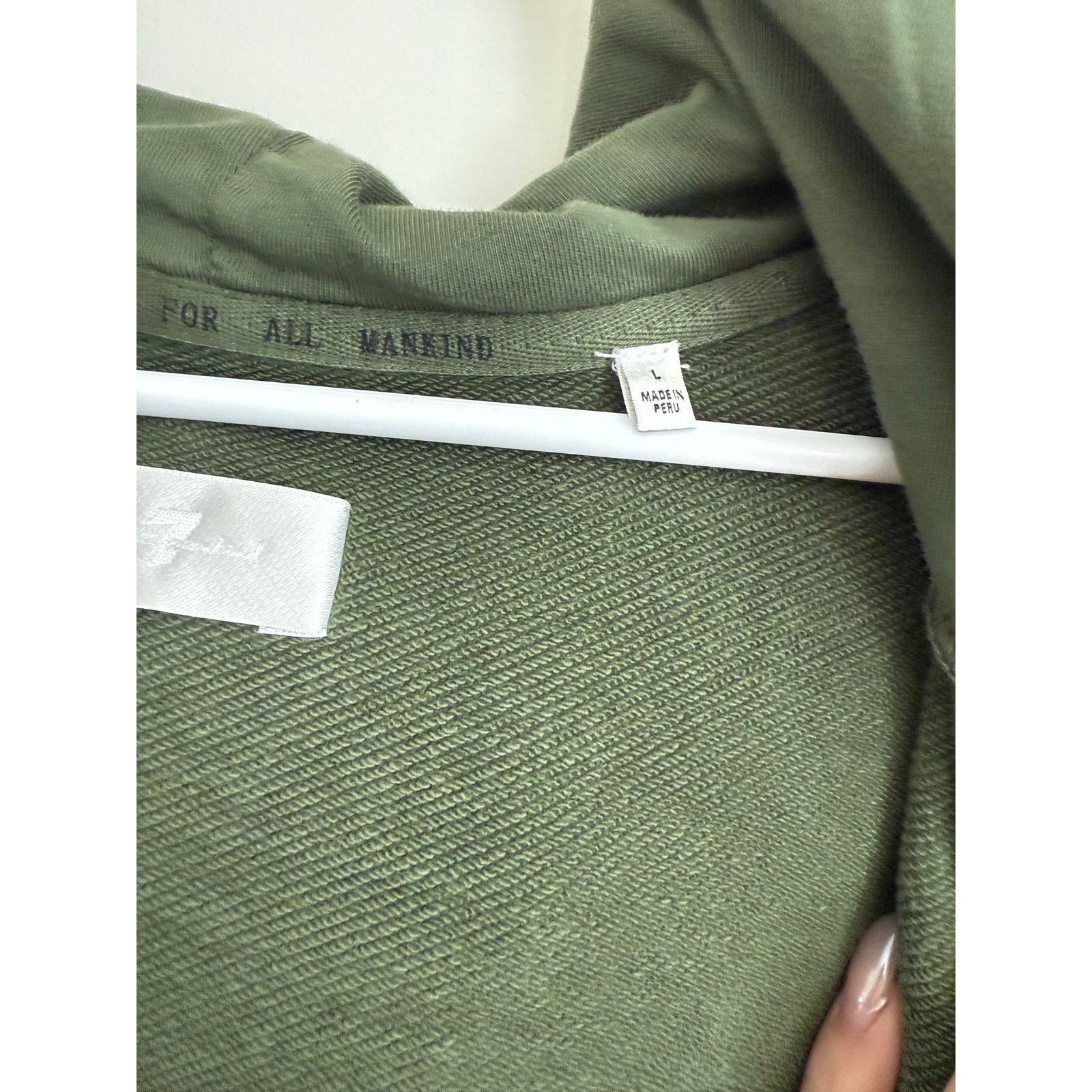 7 For All Mankind 7 For All Mankind Zip Hoodie Olive Green 100% Cotton L Size L / US 10 / IT 46 - 4 Thumbnail