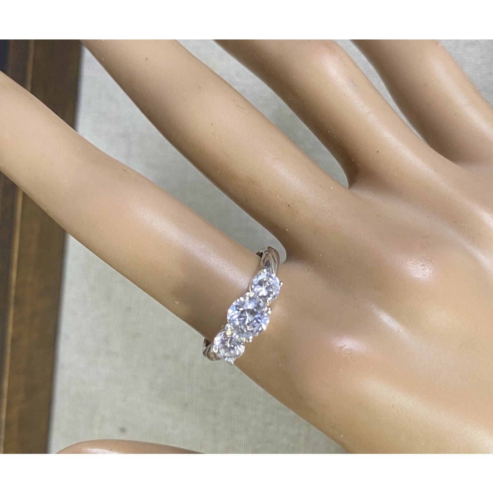 Sterling Silver NF stamp 925 Sterling Silver Round-Cut C Z Ring Size 7.25 Size ONE SIZE - 1 Thumbnail