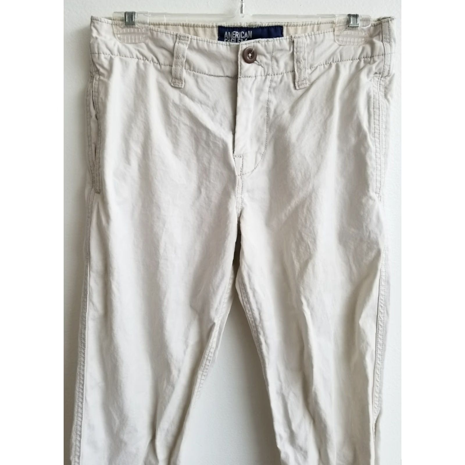American Eagle Outfitters VINTAGE WOMEN'S American Eagle Pants Ivory Khaki 28/28 Straight Leg Womens | 28 28 | 100% Cotton Size 28" / US 6 / IT 42 - 2 Thumbnail